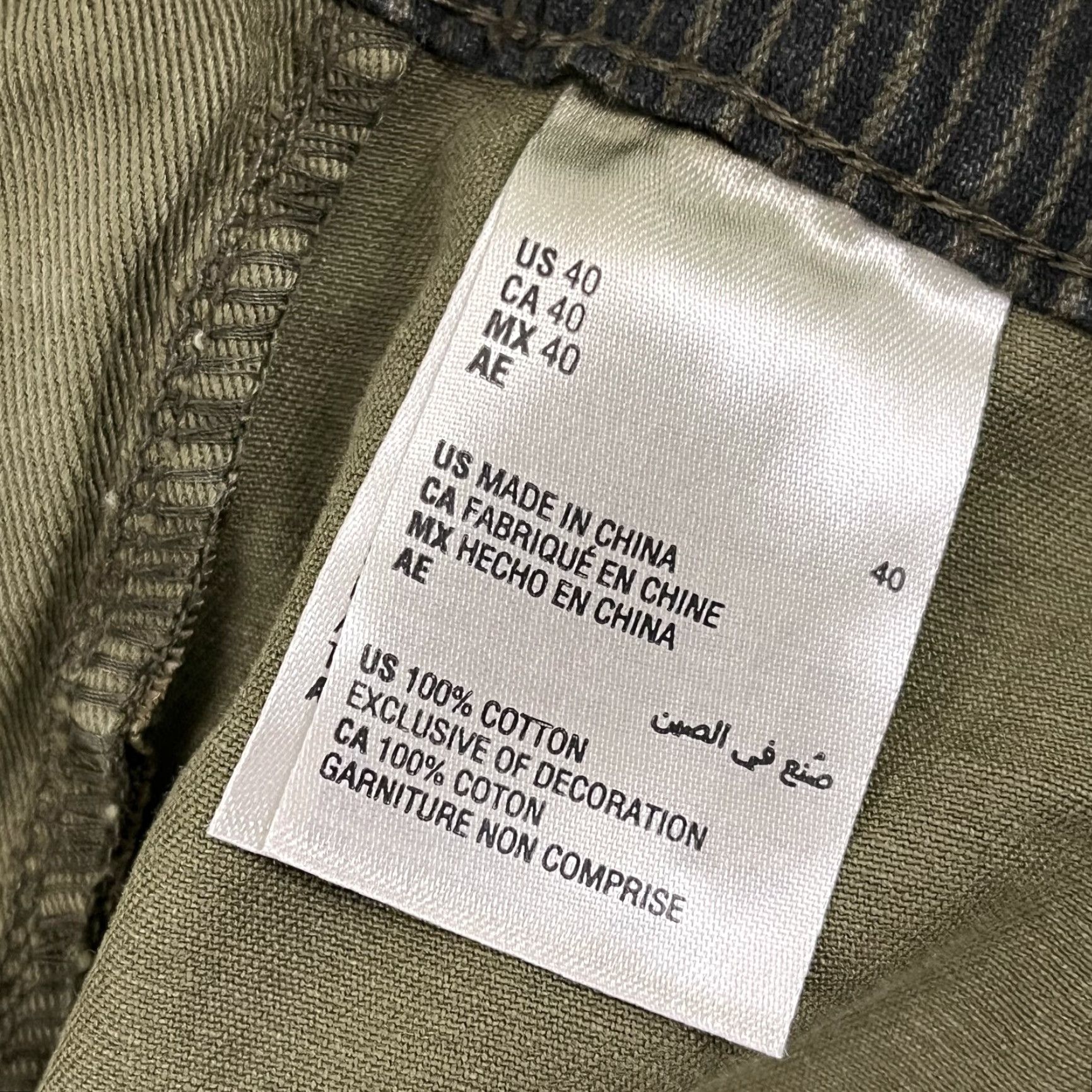 Olive VINTAGE Sun & Stone Men's Chino Pants 40x30 Olive Green Army Casual Outdoor Geometric Pattern Size US 40 / EU 56 - 7 Thumbnail