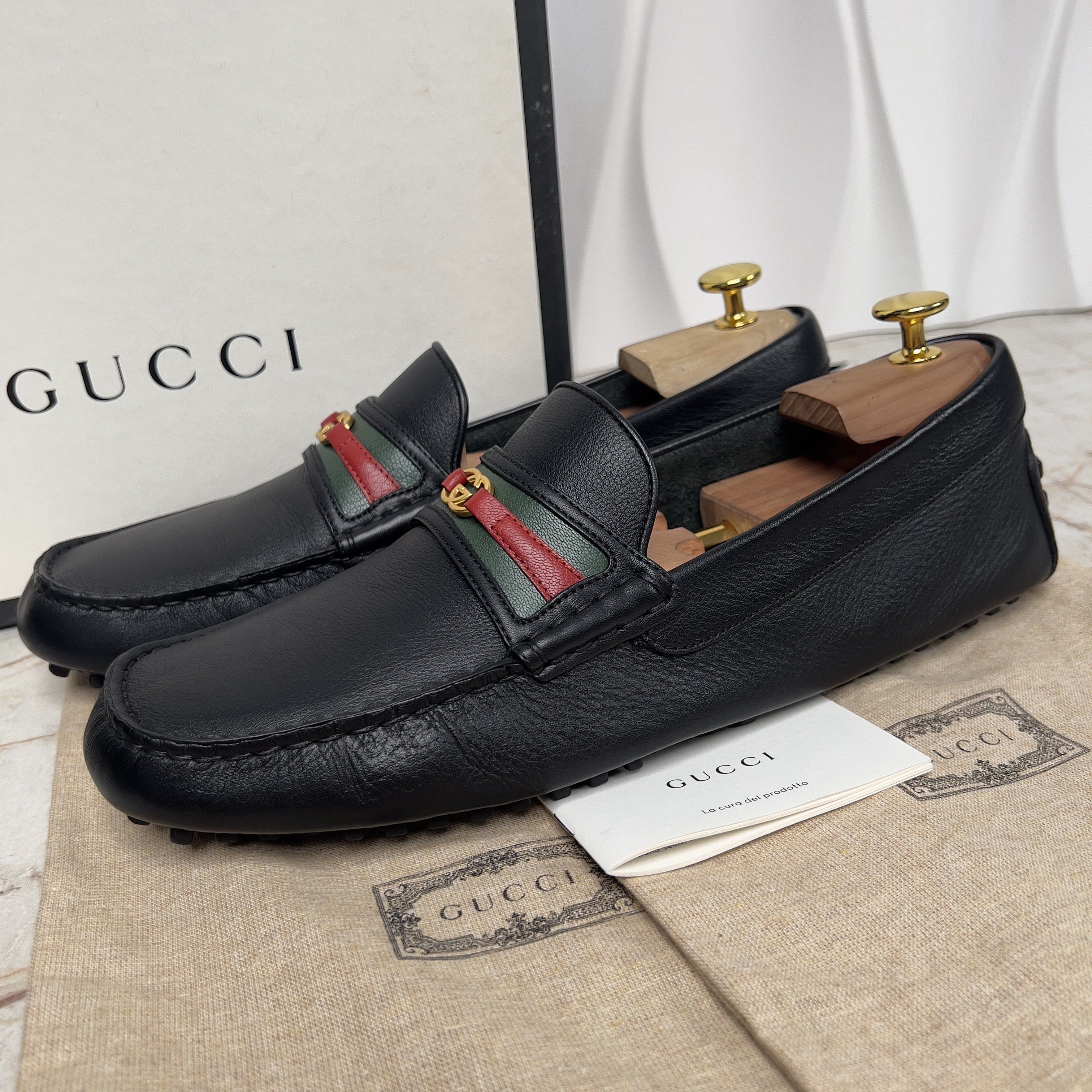 Gucci Web Moccasins GG Logo Black Leather Size US 9.5 / EU 42-43 - 1 Thumbnail