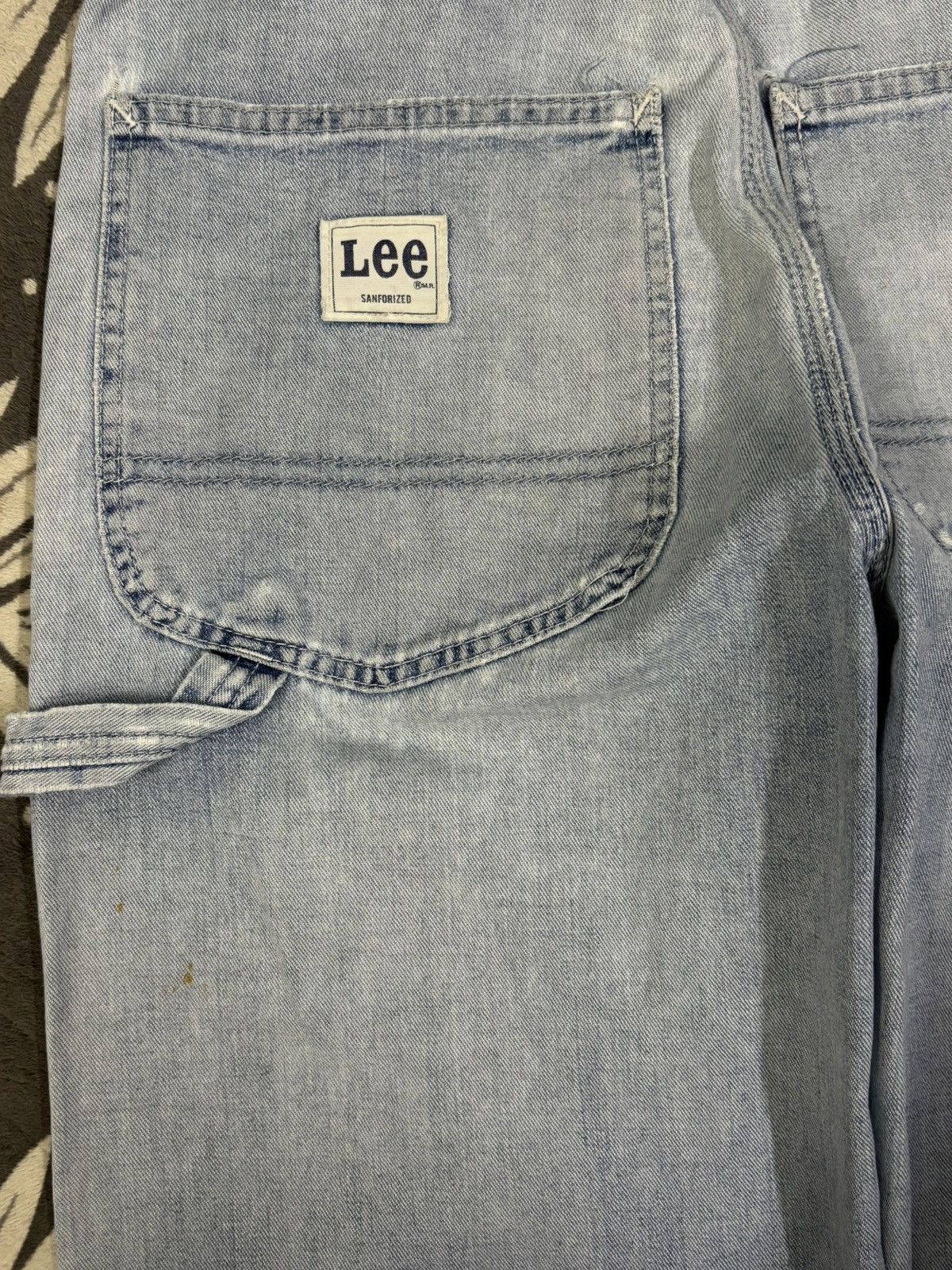 Issey Miyake × Lee Vintage 90s Lee Light Blue Wash Baggy Ripped Carpenter Jeans Size US 30 / EU 46 - 9 Thumbnail