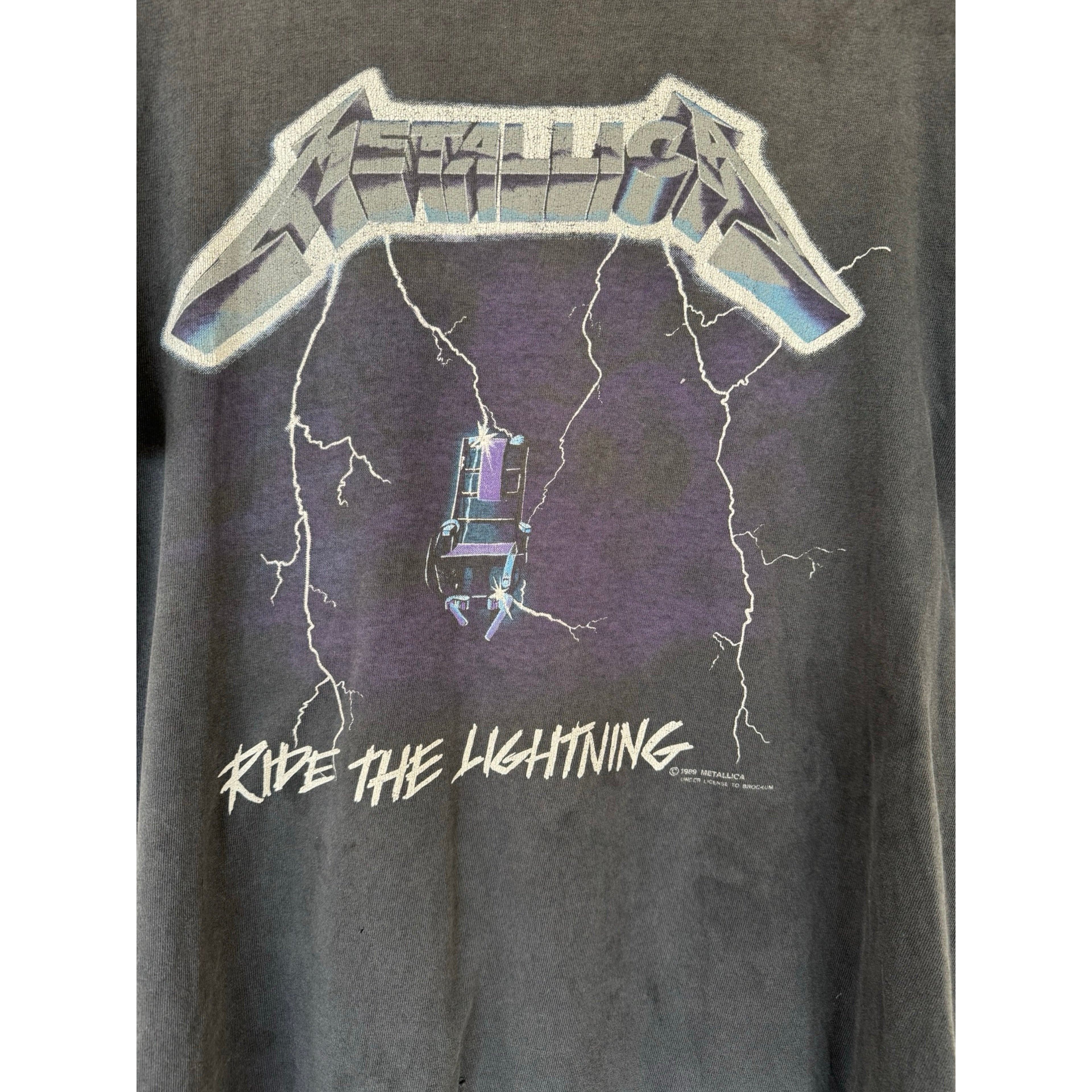 Vintage Metallica "Ride The Lightning" T-Shirt 1989 Size US XL / EU 56 / 4 - 9 Thumbnail