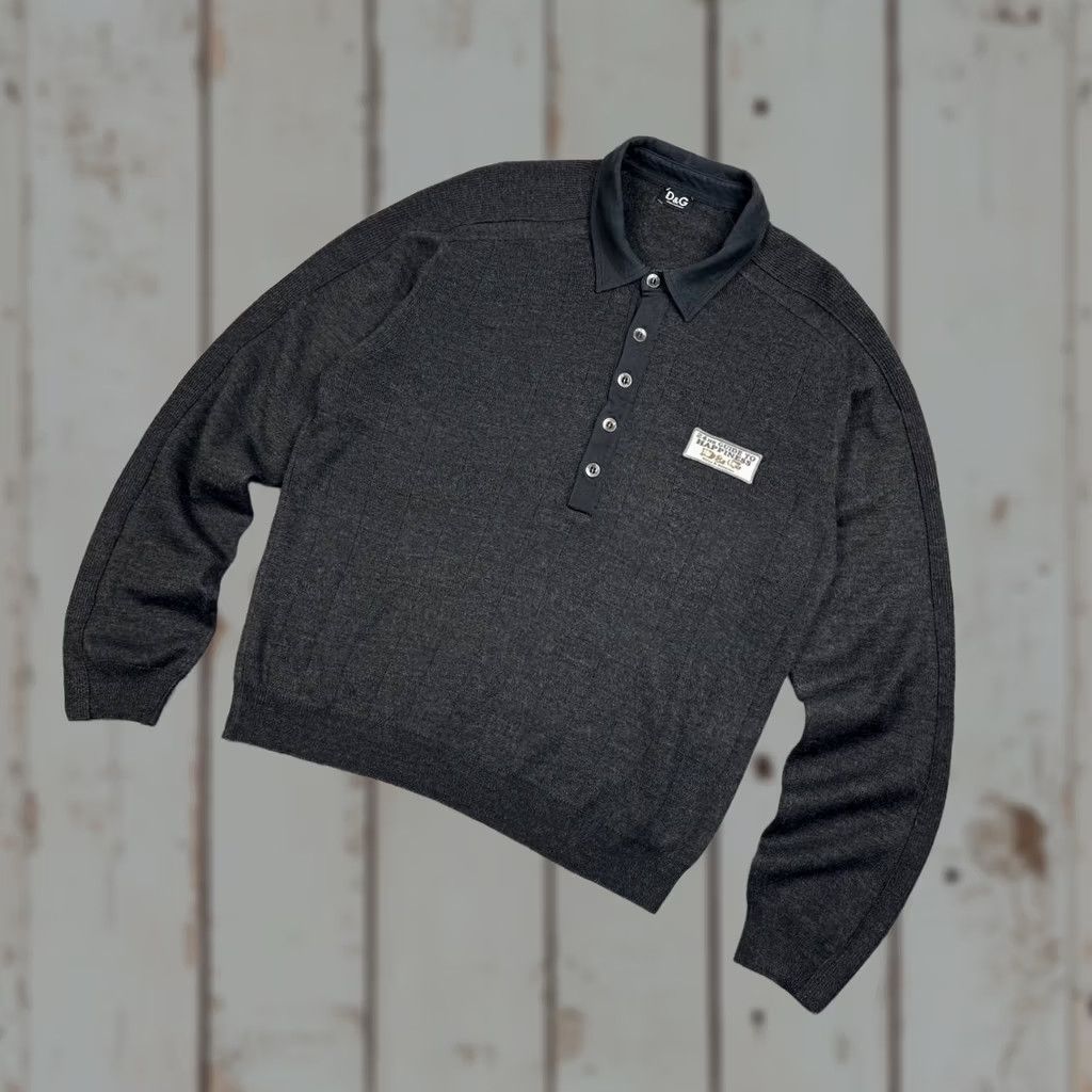 Dolce & Gabbana Dolce&Gabbana Wool Long Sleeve Polo Sweater Men M Gray Size US M / EU 48-50 / 2 - 1 Thumbnail