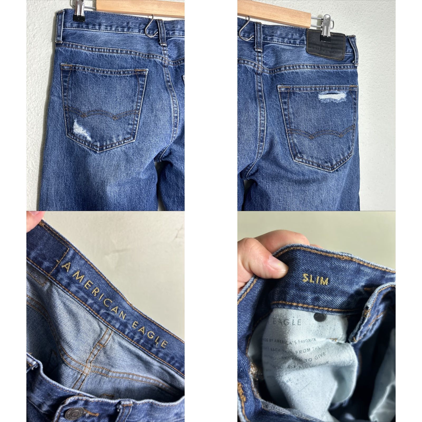 American Eagle Outfitters VINTAGE American Eagle Jeans Slim Mens 30x36 Blue Medium Wash Straight 90s? Size US 30 / EU 46 - 9 Thumbnail