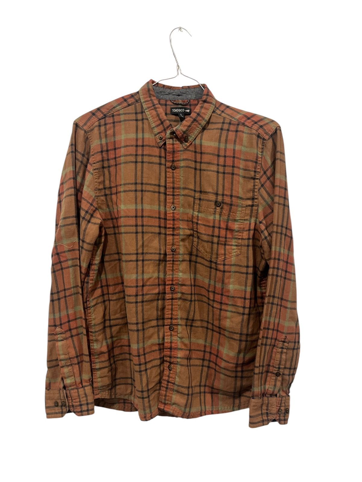 Toad&Co Toad & Co Men’s Large Tan Green Plaid Organic Cotton Blend Size US L / EU 52-54 / 3 - 1 Thumbnail