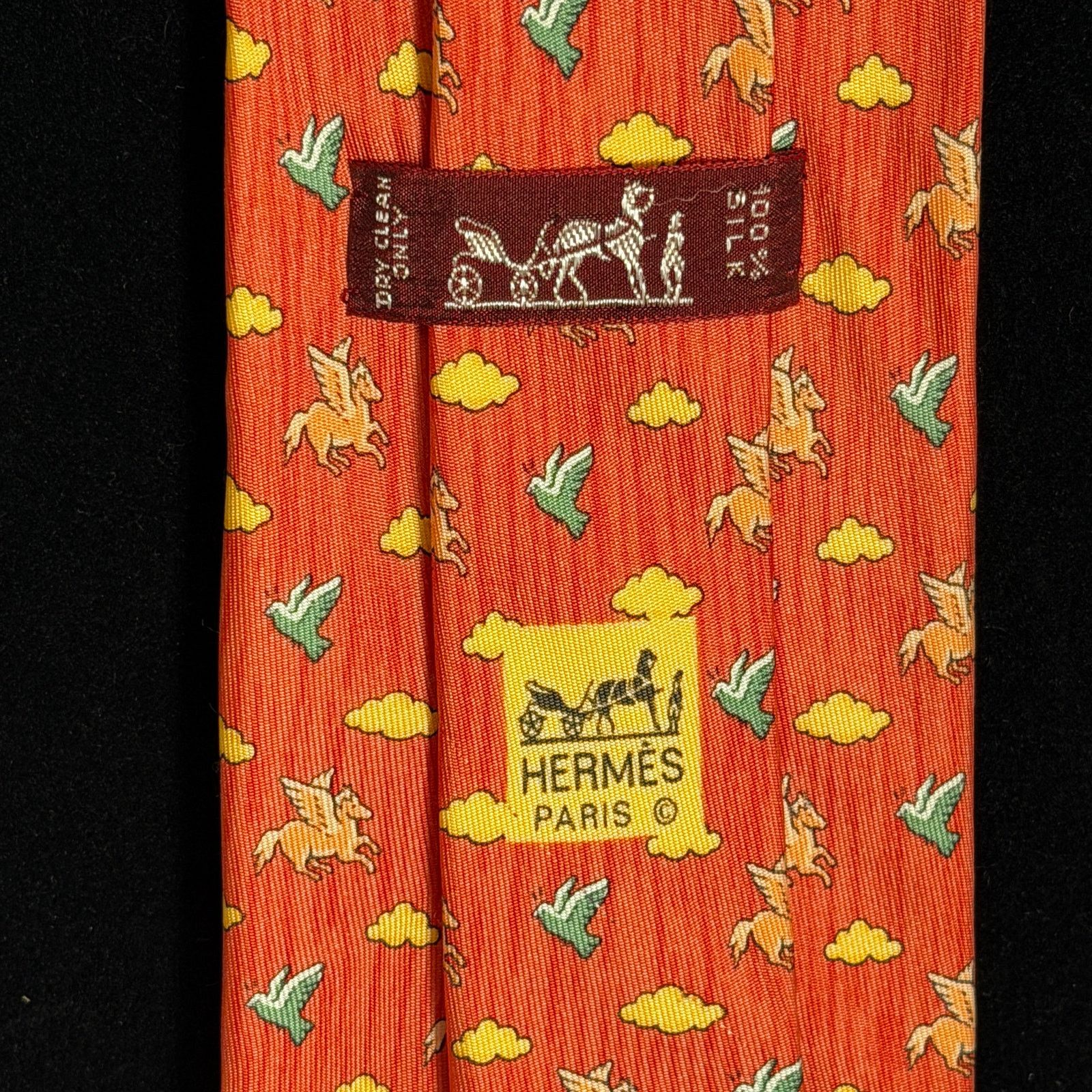 Hermes Hermes Paris Vintage Silk Pegasus & Dove Men’s Tie 7831 UA Size ONE SIZE - 5 Thumbnail