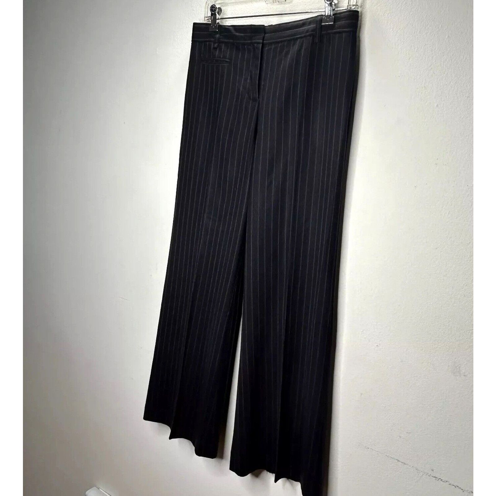 Bcbgmaxazria BCBGMAXAZARIA Black w/Pinstripe Wide Leg Zip Camilla Pant 2 Size 26" / US 2 / IT 38 - 4 Thumbnail