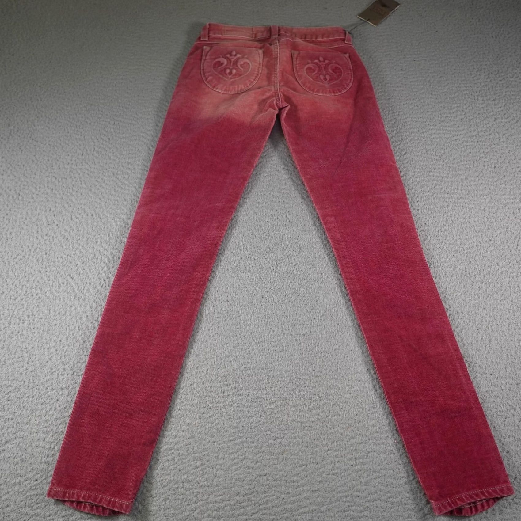 Pinko Siwy Jeans Womens Pink Corduroy Low Rise Skinny Stretch 5 Pocket Embroidered Denim Jeans 23 Size 40" / US 18 - 2 Thumbnail