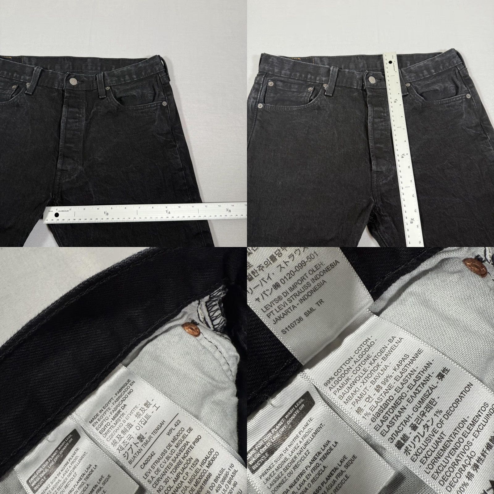 Levi's Levi's 501 Jeans Mens Regular Straight Stretch Denim Black 34x32 Cowboy Western Pocket 5-Pocket Button Fly Jeans Size US 34 / EU 50 - 8 Thumbnail