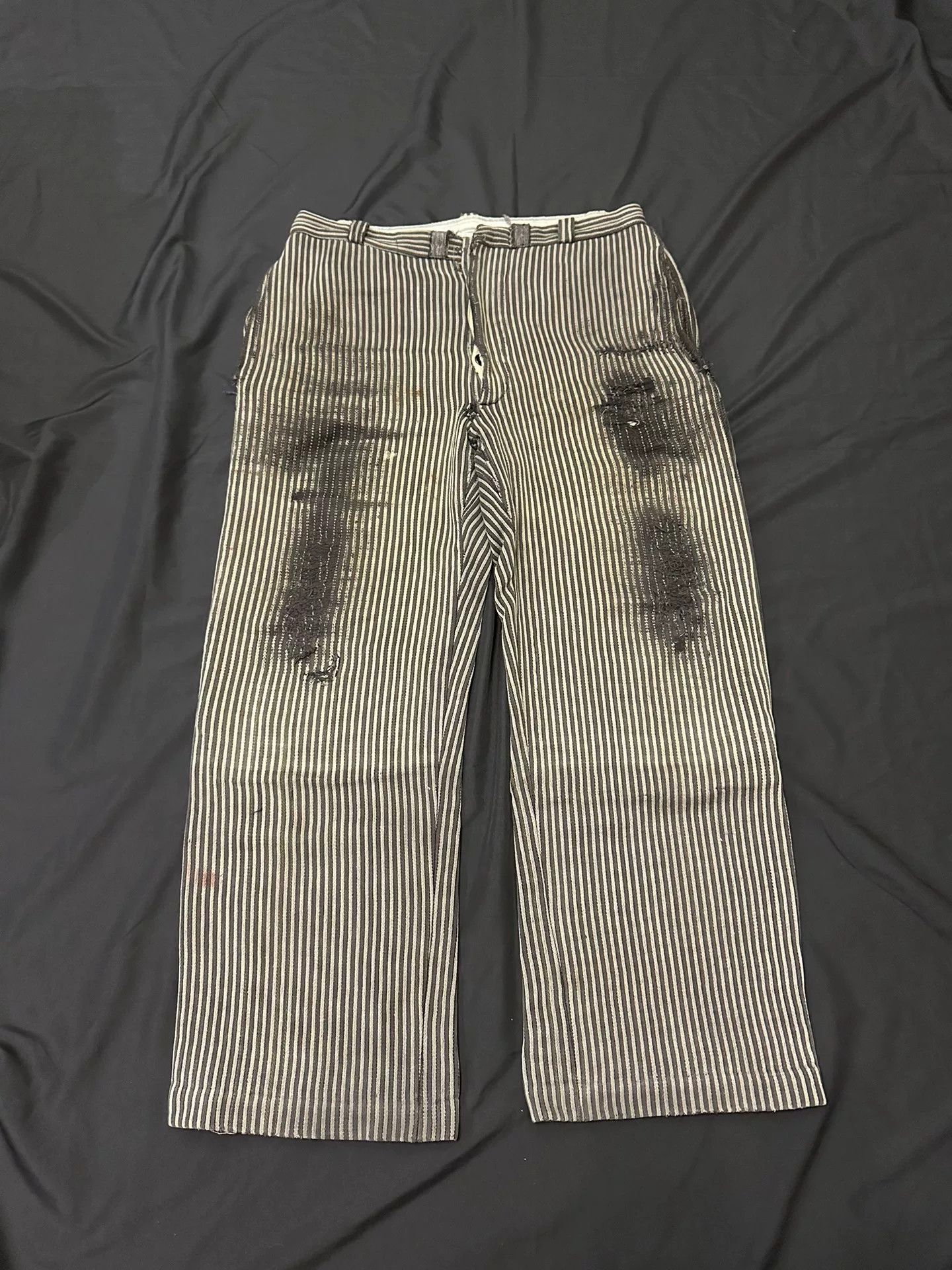Vintage Vintage 40s French Workwear Striped Cargo Pants Size US 36 / EU 52 - 1 Thumbnail