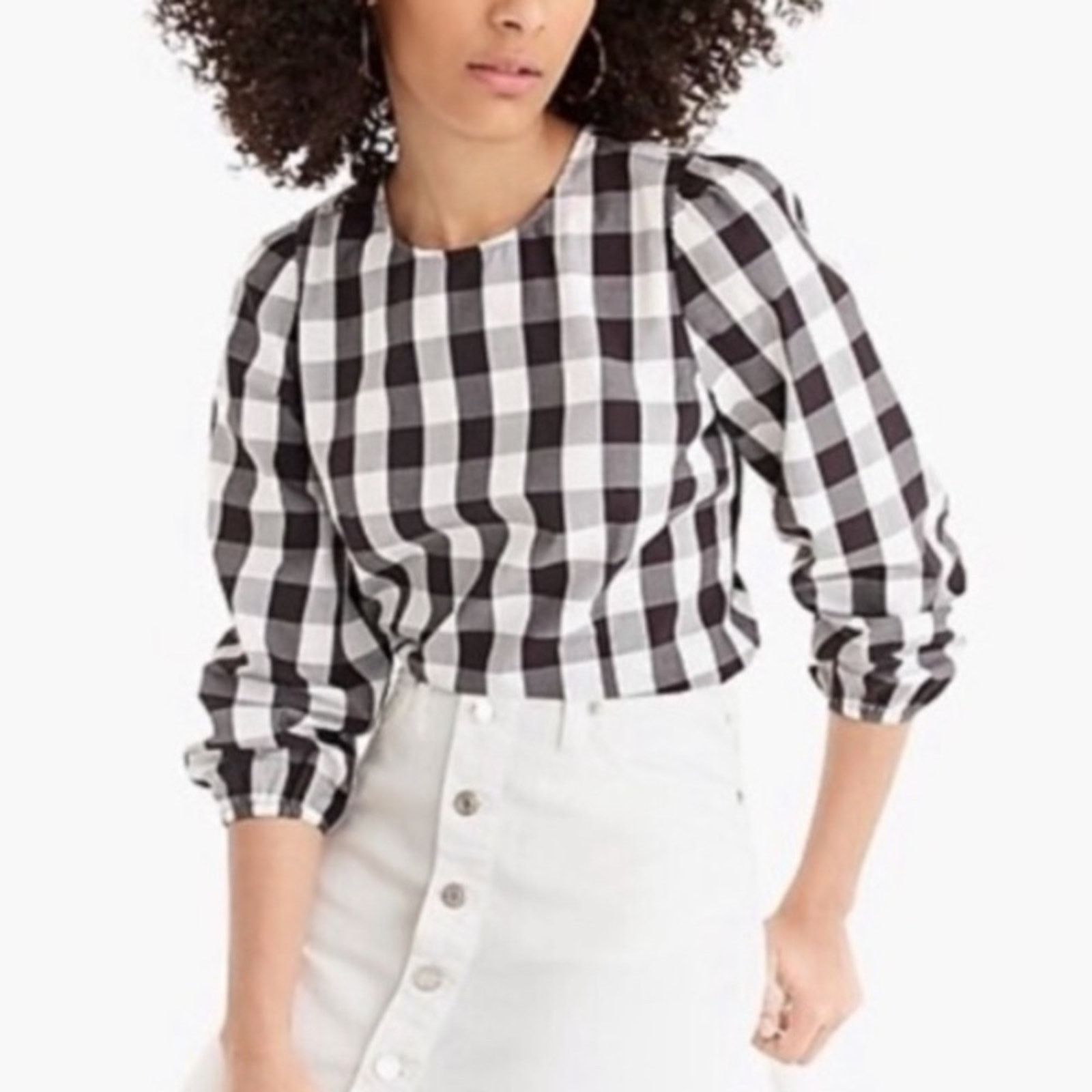 J.Crew J. Crew Gingham Puff Sleeve Oversized Blouse Size 00 Size XXS / US 00 / IT 34 - 1 Thumbnail