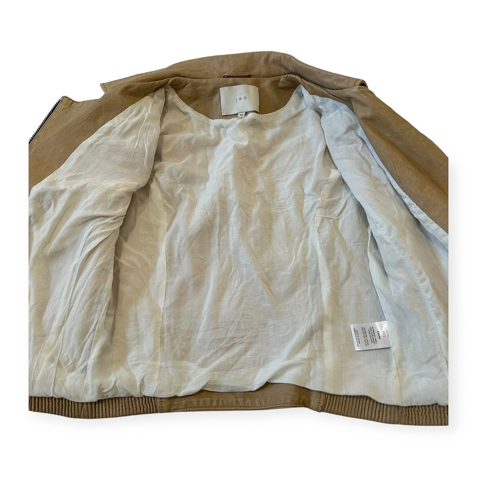Iro IRO Evana Double Zip Leather Biker/Moto Jacket in Beige, Si Size XS / US 0-2 / IT 36-38 - 9 Thumbnail