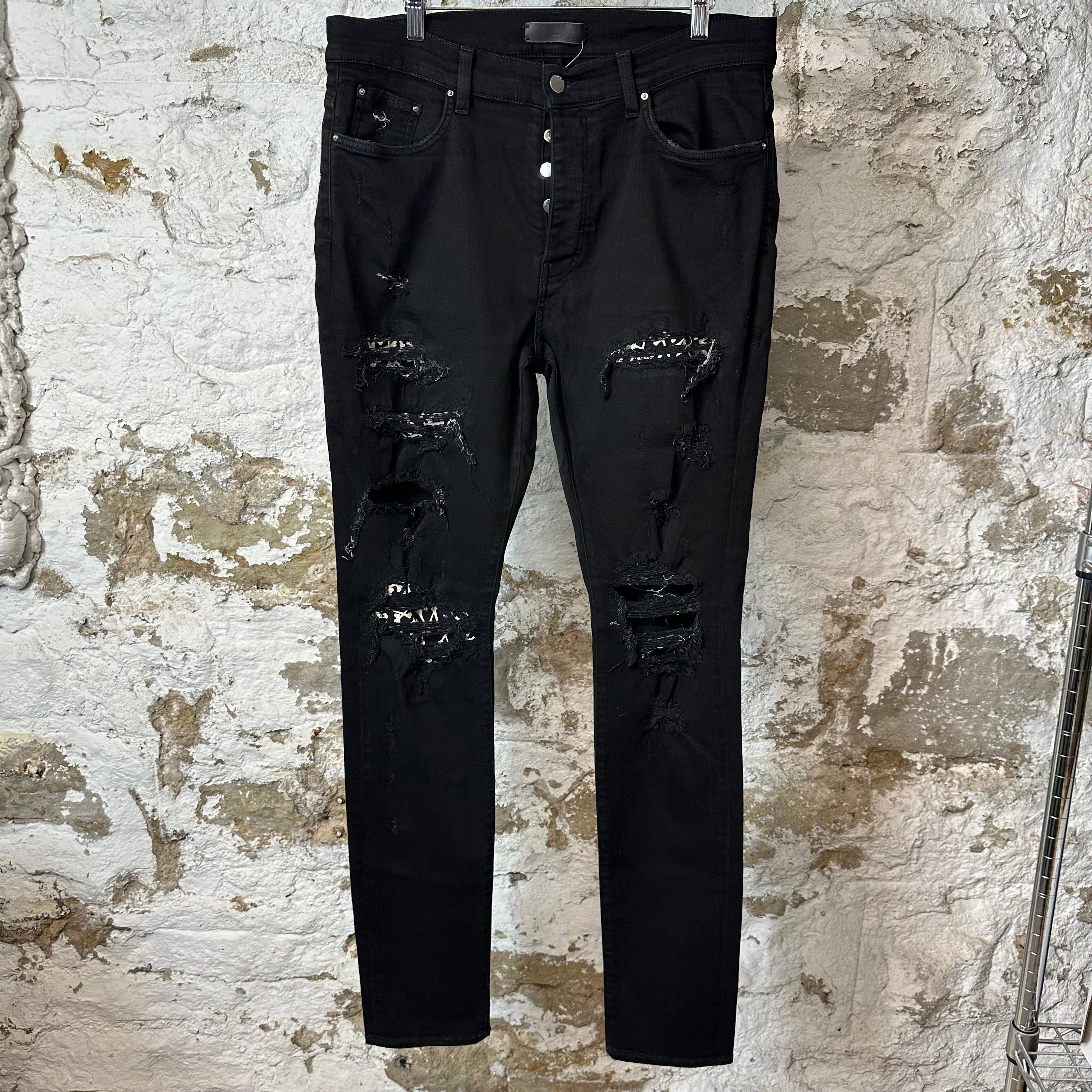 Amiri Amiri White Bones Patches Black Denim Jeans Sz 36 Size US 36 / EU 52 - 1 Thumbnail