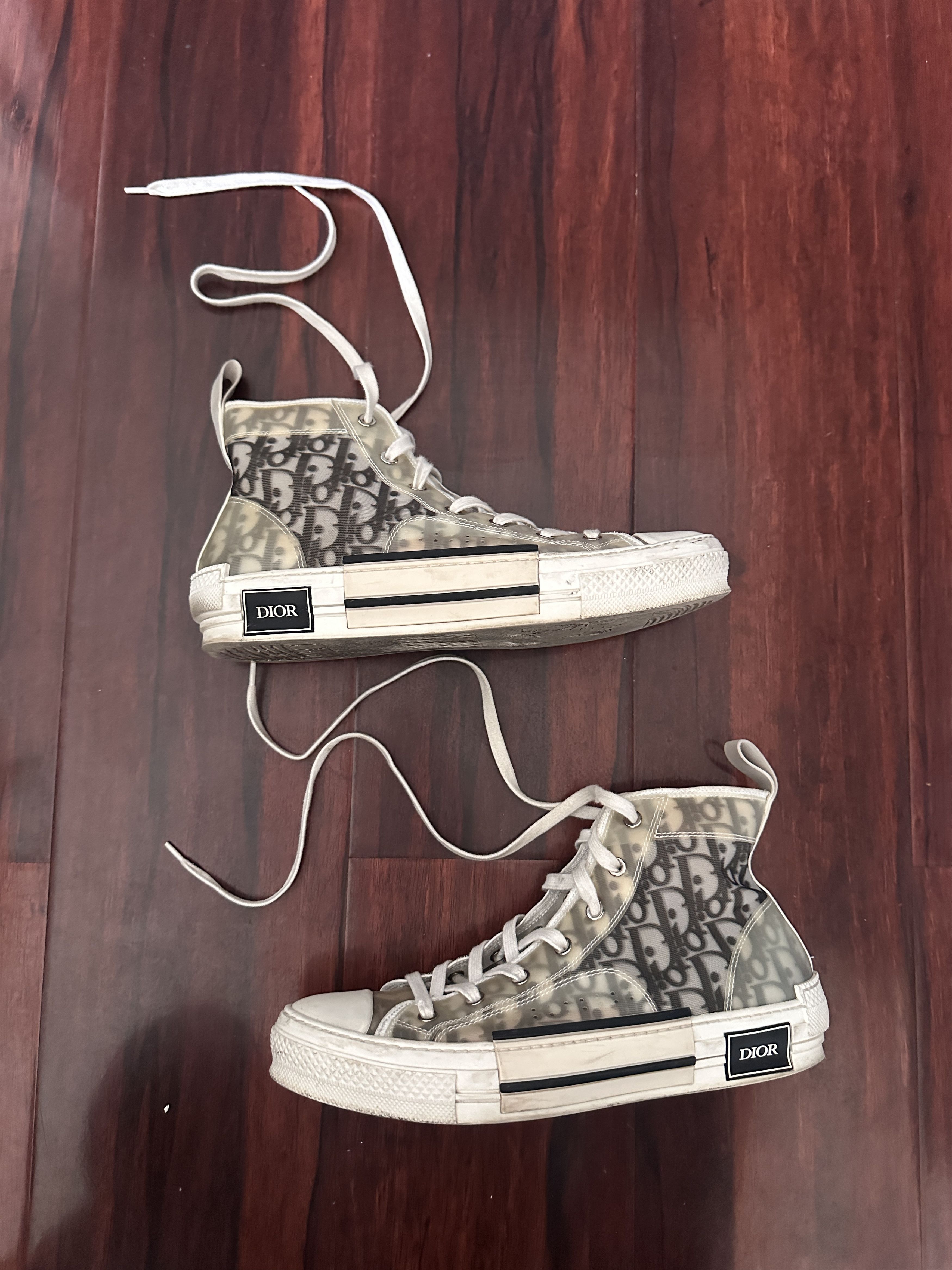 Dior DIOR B23 High Top Sneaker White/Black Full Logo 41 Size US 8 / IT 38 - 2 Thumbnail