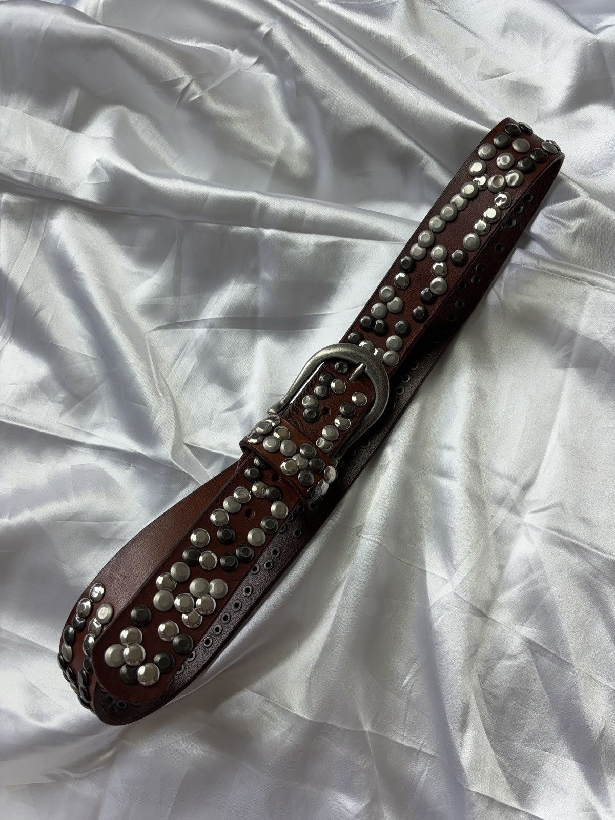 Vintage Real Leather Vintage Grunge Punk Men’s Belt Size ONE SIZE - 1 Thumbnail