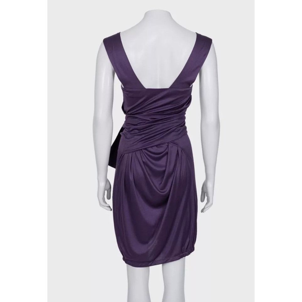 Yves Saint Laurent Saint Laurent Violet 100% Silk Belted Dress - Size S Size S / US 4 / IT 40 - 3 Thumbnail