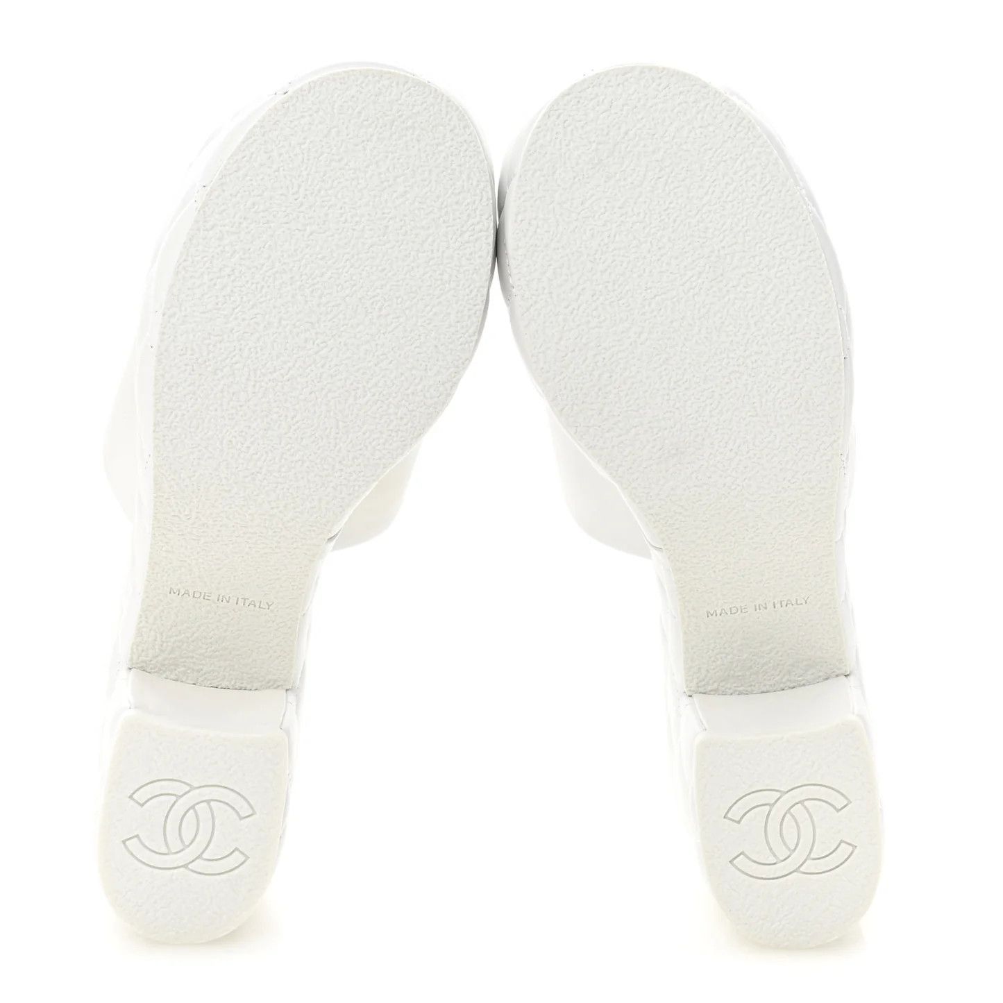 Chanel os11x0526 Lambskin Quilted CC Platform Mules in White Size US 8 / IT 38 - 6 Thumbnail