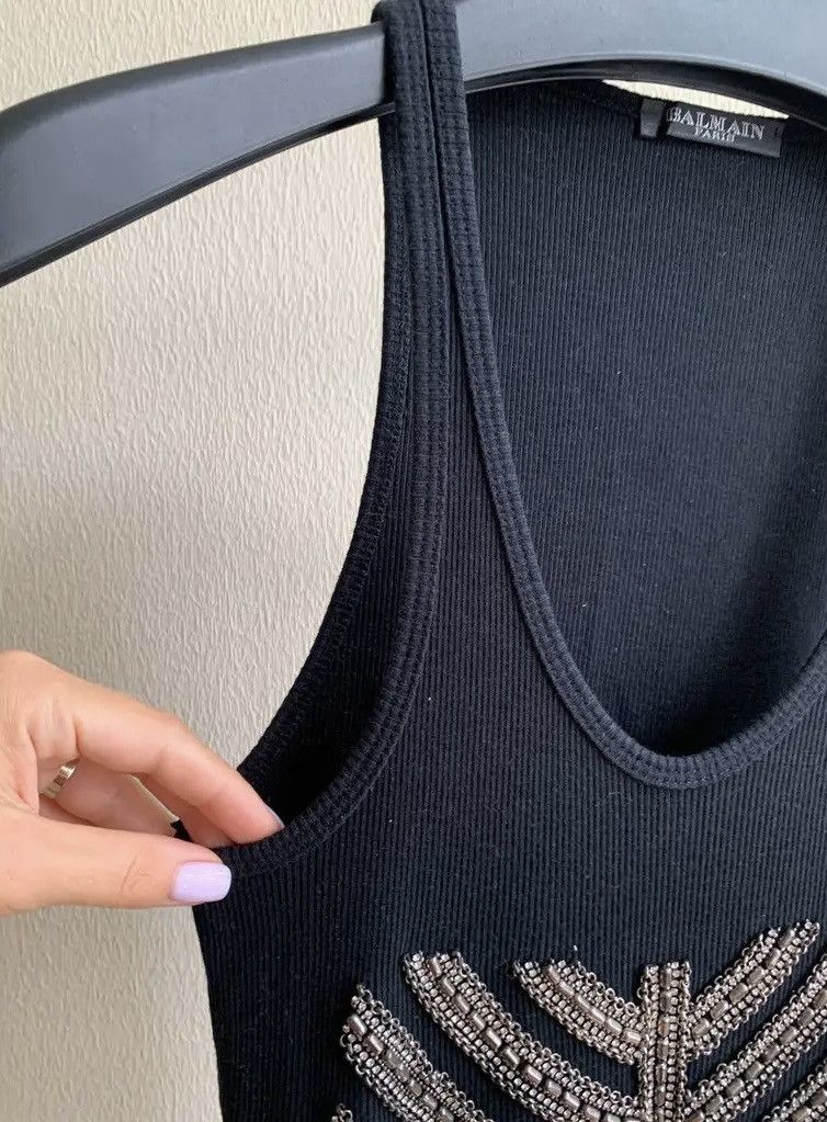 Balmain BALMAIN Decarnin SS 2009 Embellished Tank Top Runway Black Size US XS / EU 42 / 0 - 7 Thumbnail