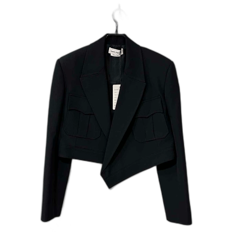 Alexander McQueen Black Women's Cropped Blazer Alexander McQueen Size L / US 10 / IT 46 - 1 Thumbnail
