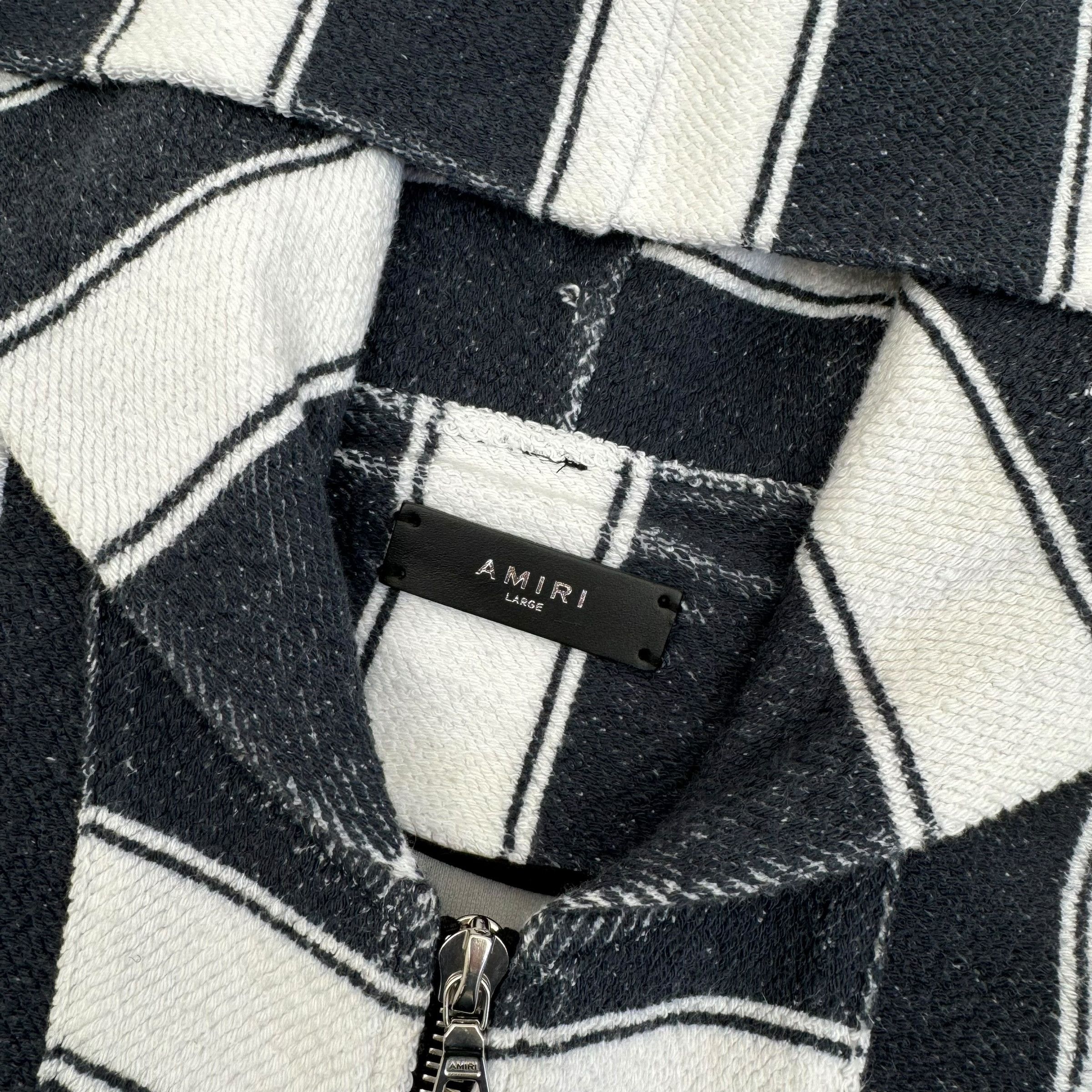 Amiri AMIRI BAJA STRIPED ZIP-UP HOODIE BLUE / WHITE L Size US L / EU 52-54 / 3 - 10 Thumbnail
