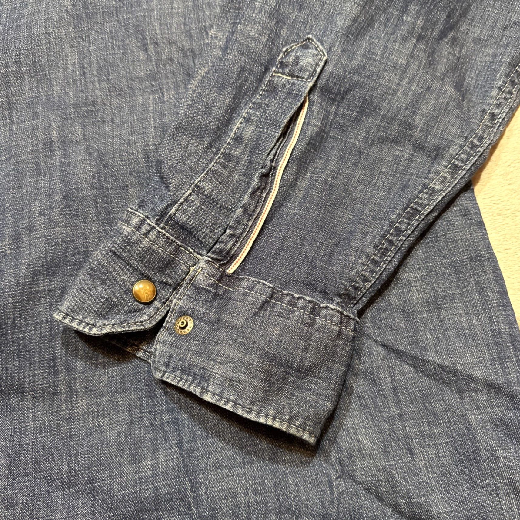 Wrangler Wrangler Shirt Men 2XL Denim Pearl Snap Chest Pockets Western Cowboy Cut Button-Up Long Sleeve Collared Size US XXL / EU 58 / 5 - 3 Thumbnail