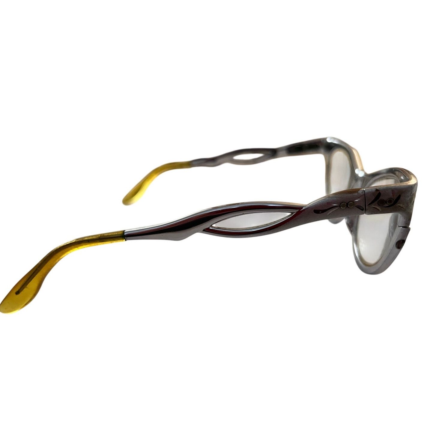 American Optical 1950s American Optical Engraved Aluminum Cat Eye Glasses Size ONE SIZE - 6 Thumbnail