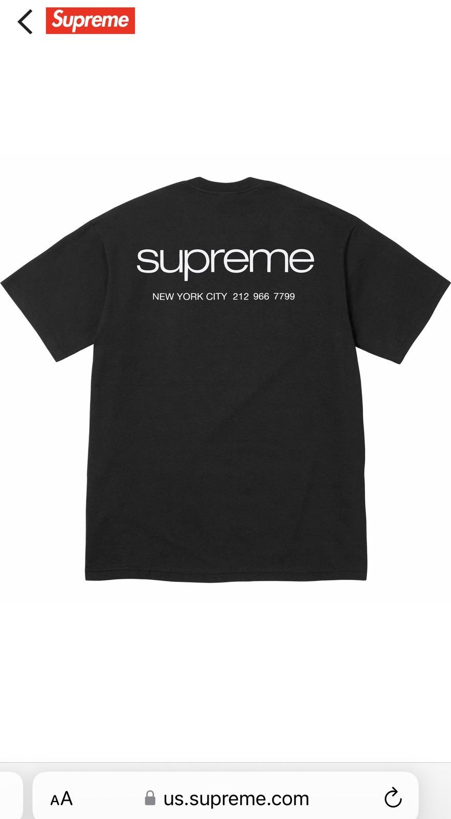 image of Supreme Nyc Tee • 2Xl • Black, Men's