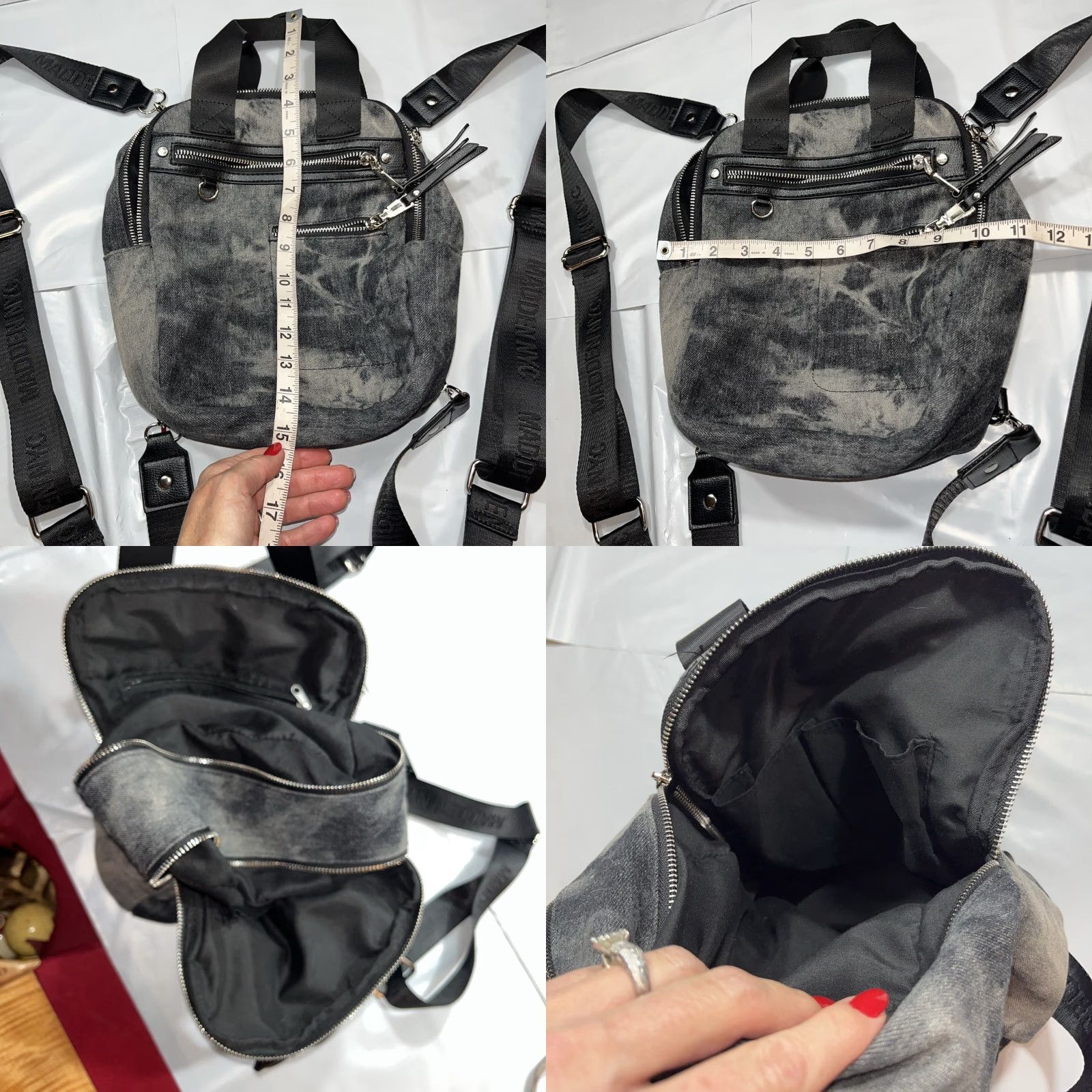 Steve Madden Steve Madden Black Gray DENIM MINI BACKPACK Zip Purse Shoulder Bag Emo Punk Y2K Size ONE SIZE - 8 Thumbnail