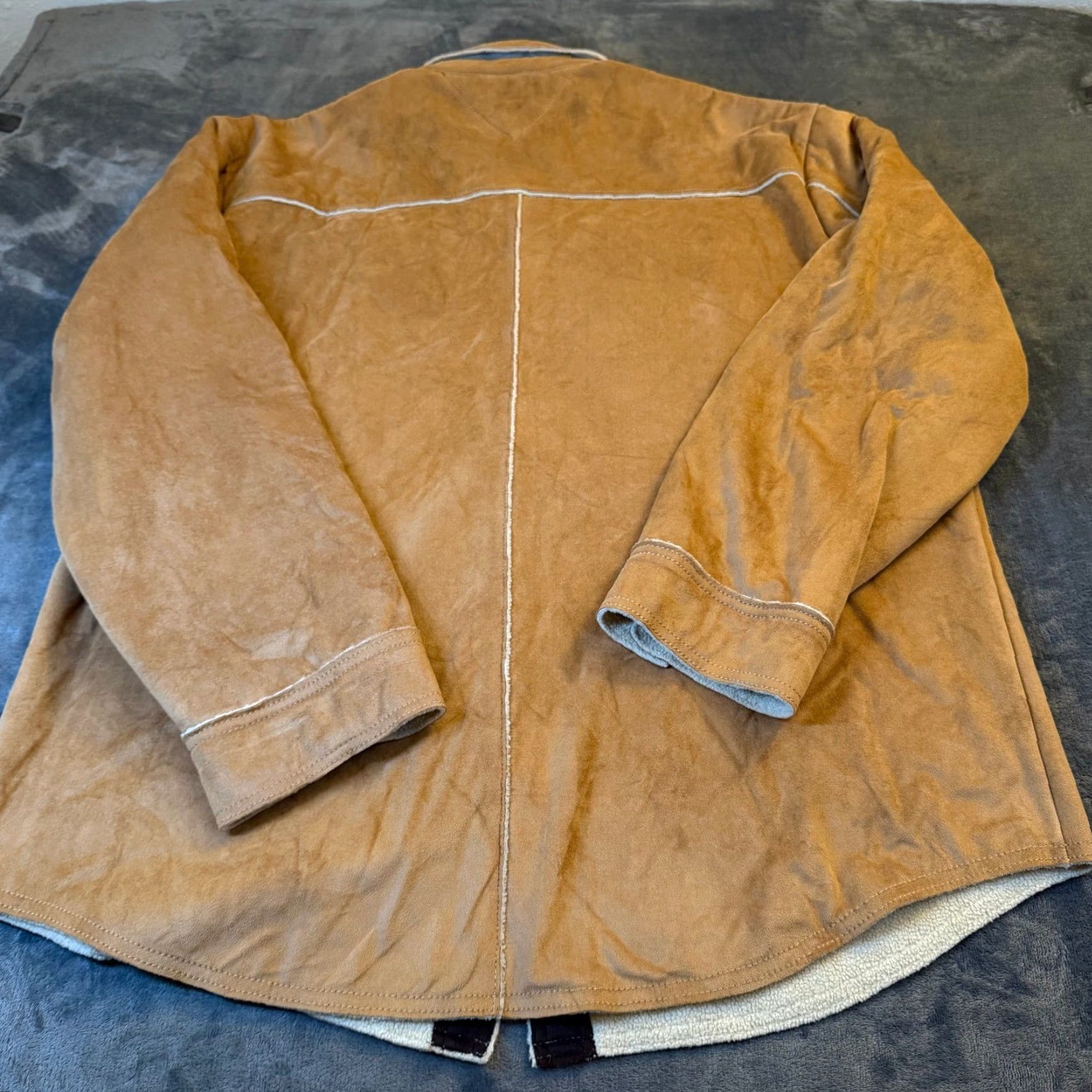 Tommy Hilfiger Tommy Hilfiger Shirt Jacket Tan Suede Sherpa Lined Outdoor Preppy Mens 2XL XXL Size US XXL / EU 58 / 5 - 4 Thumbnail