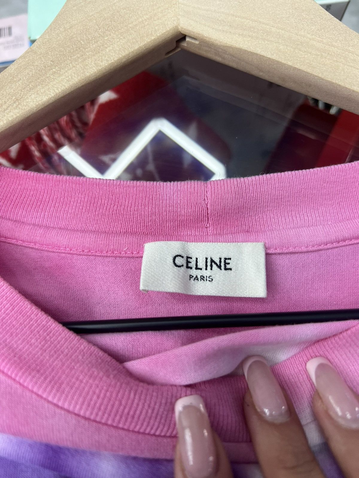 Celine Celine Multicolor Studded Logo Tee Size US XL / EU 56 / 4 - 7 Thumbnail