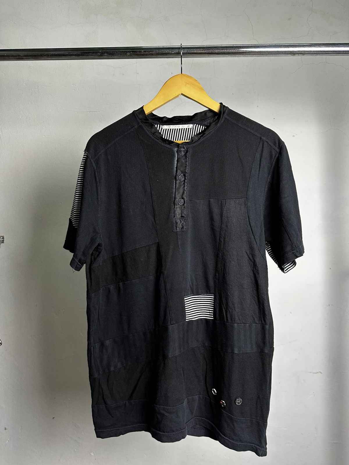 Diet Bucher Slim Skin Patchwork Button Tshirt