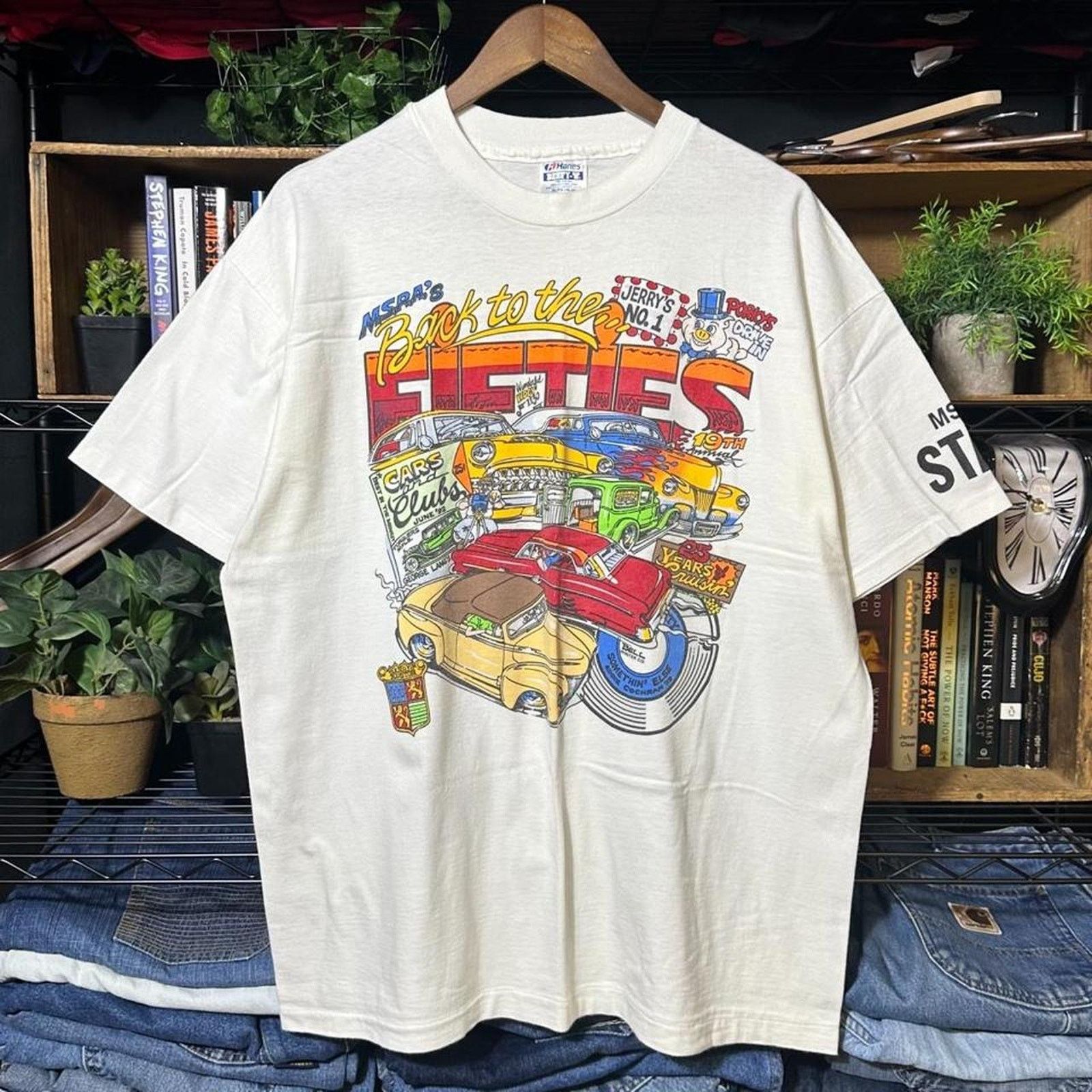 Hanes Vintage 90s Single Stitch Back to the Fifties Car Show Shirt Size US XL / EU 56 / 4 - 1 Thumbnail