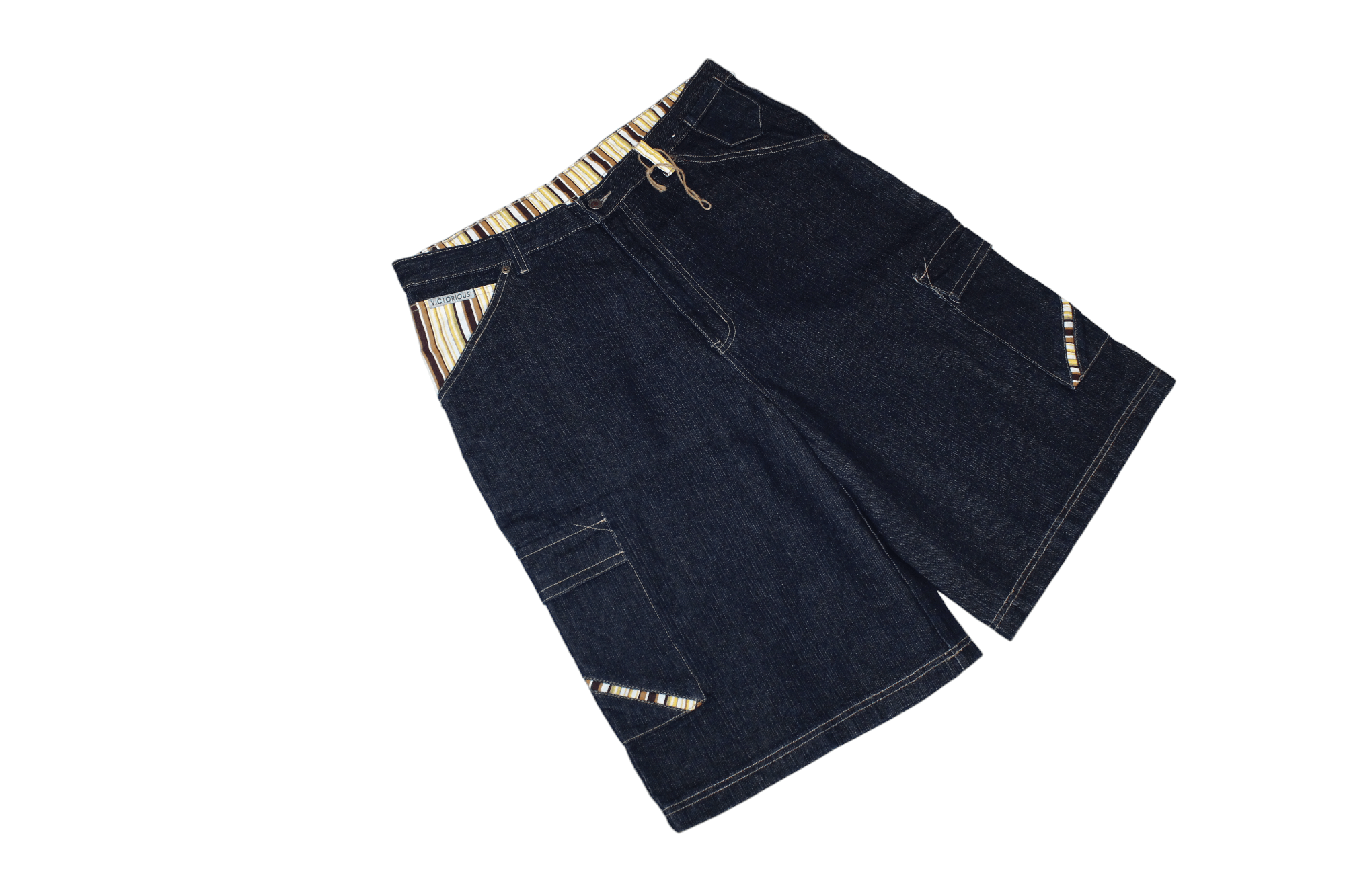Japanese Brand VTG 🔥 Victorious Linen-Cotton Raw Denim Cargo Baggy Jeans Size US 36 / EU 52 - 4 Thumbnail