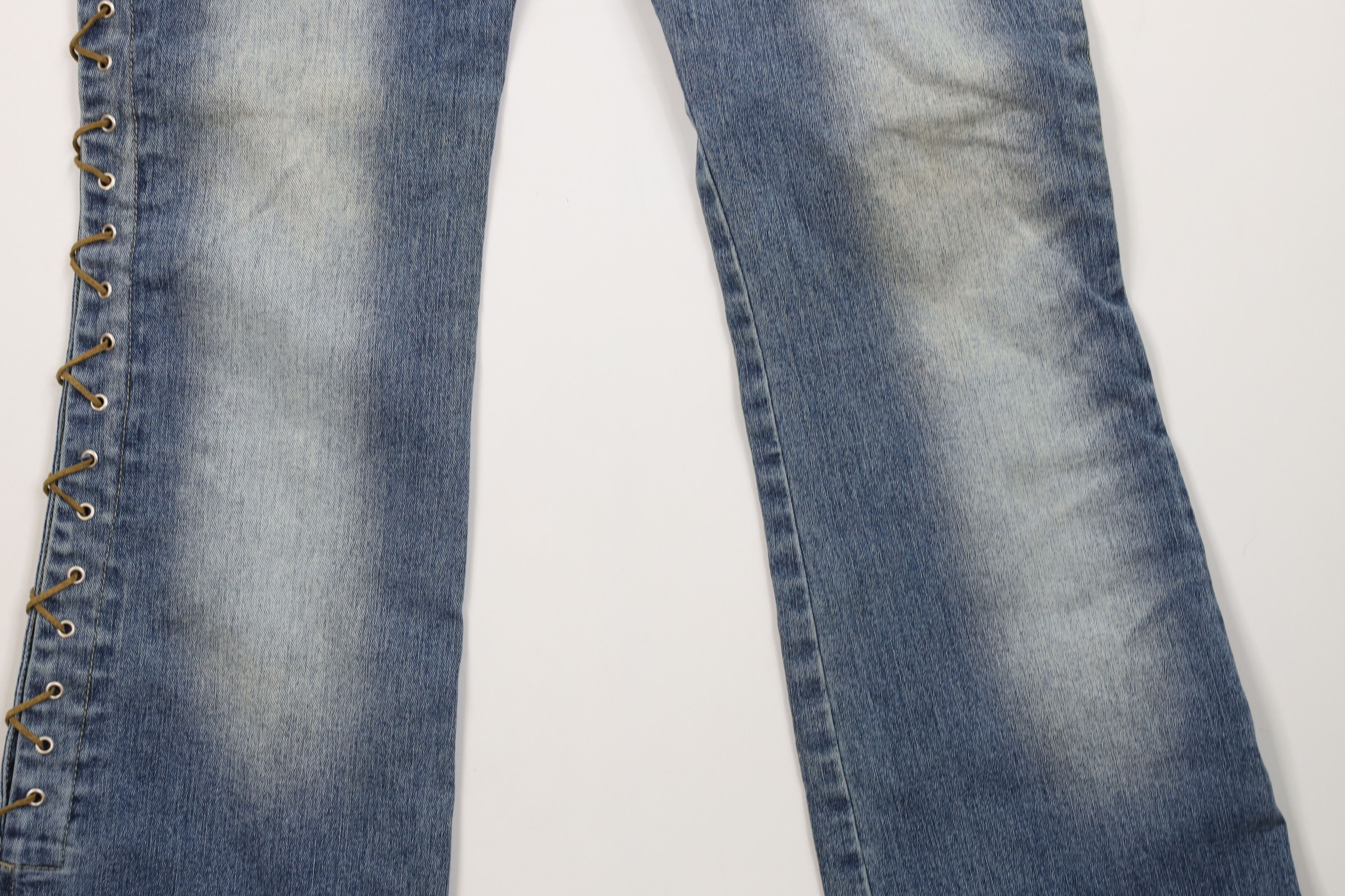 Vintage Vintage 90s Y2K Babydoll Tie Flared Wide Leg Denim Jeans Size 27" / US 4 / IT 40 - 11 Thumbnail