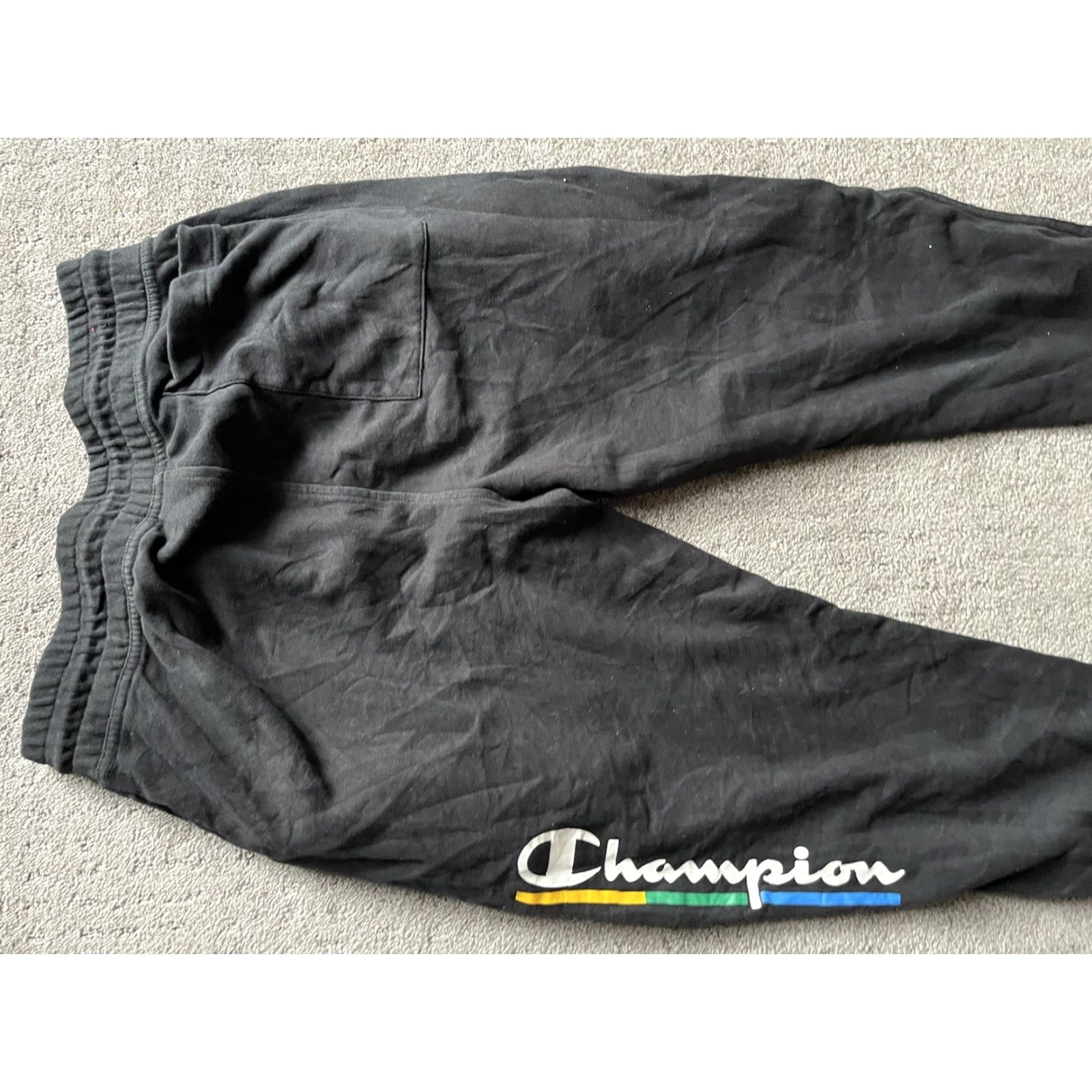 Champion Champion Men's Classic Sweatpants Black Pockets Fleece Cotton Polyester Size Medium M Pants Jogger Size US 31 - 4 Thumbnail