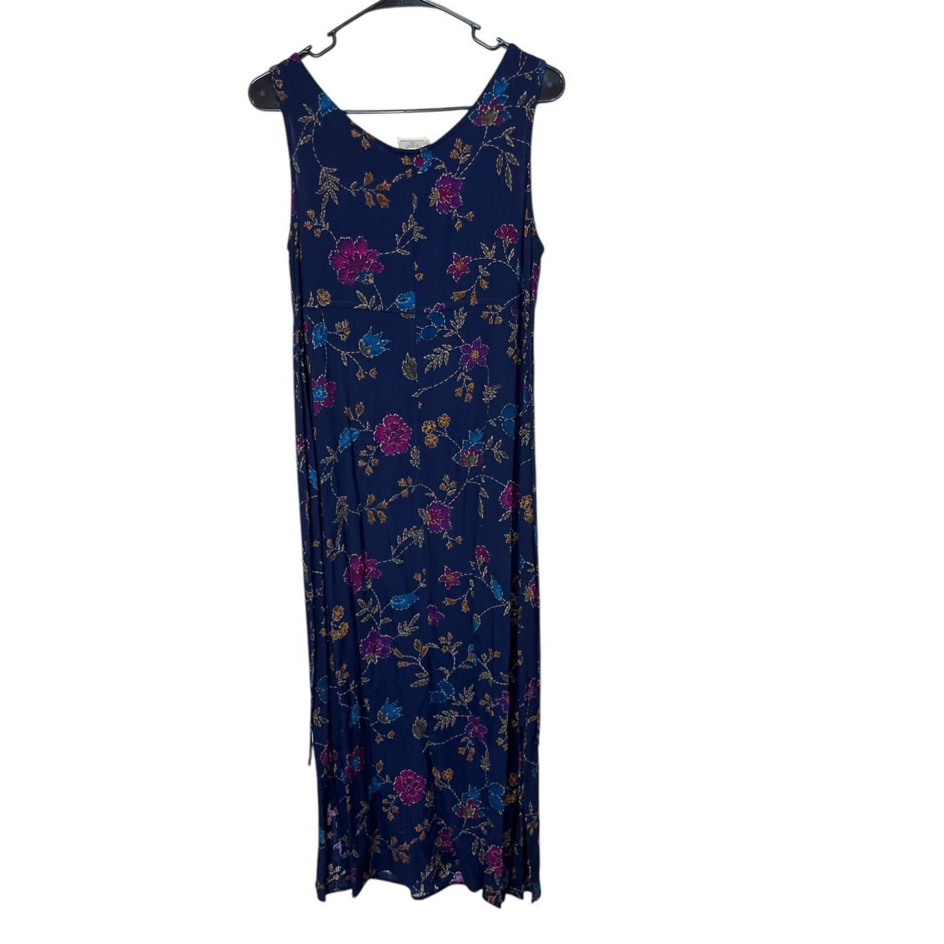 Other Vintage R&K 90s Blue Floral Print Maxi Dress Size 4P Size S / US 4 / IT 40 - 8 Thumbnail