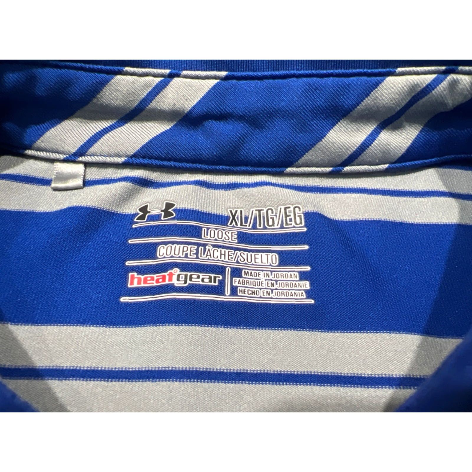 Under Armour Under Armour Golf Polo Shirt Blue Striped Adult Large Performance Mens Size US L / EU 52-54 / 3 - 6 Thumbnail