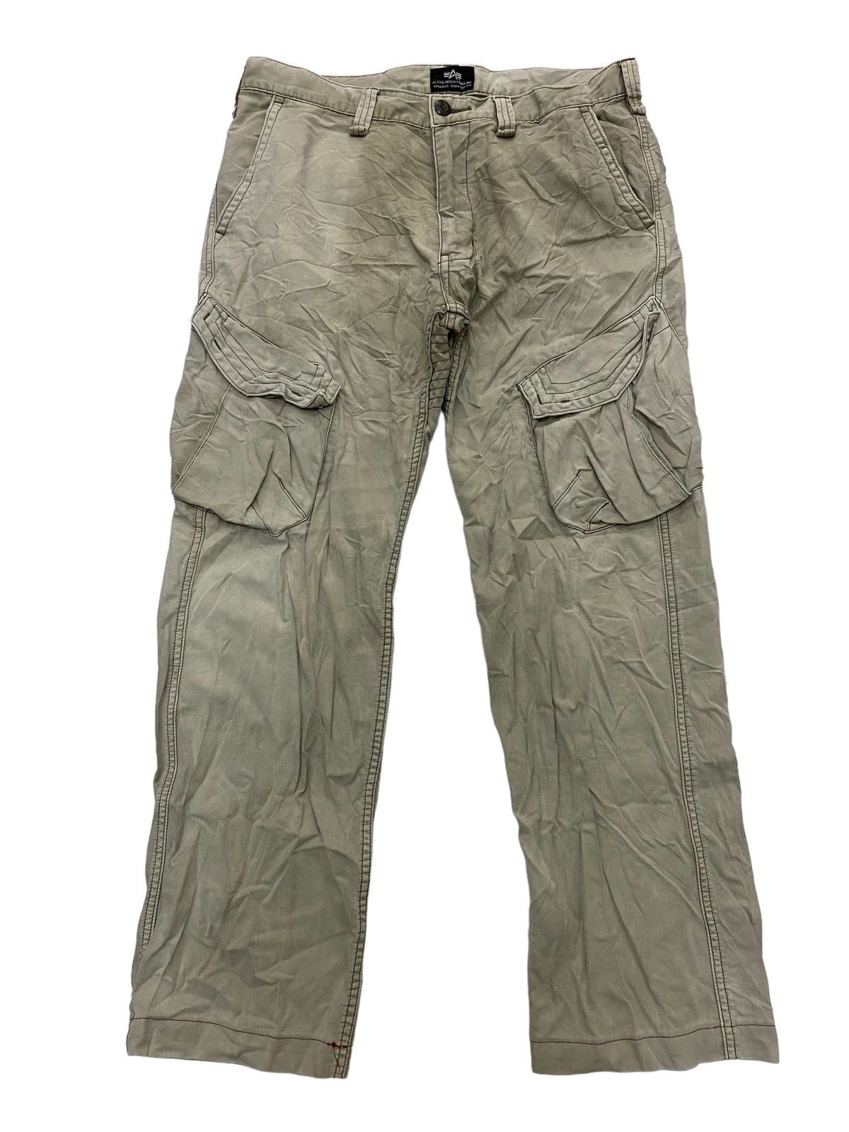 image of Vintage Alpha Industries Faded Cargo Pants in Faded Green, Men's (Size 34)