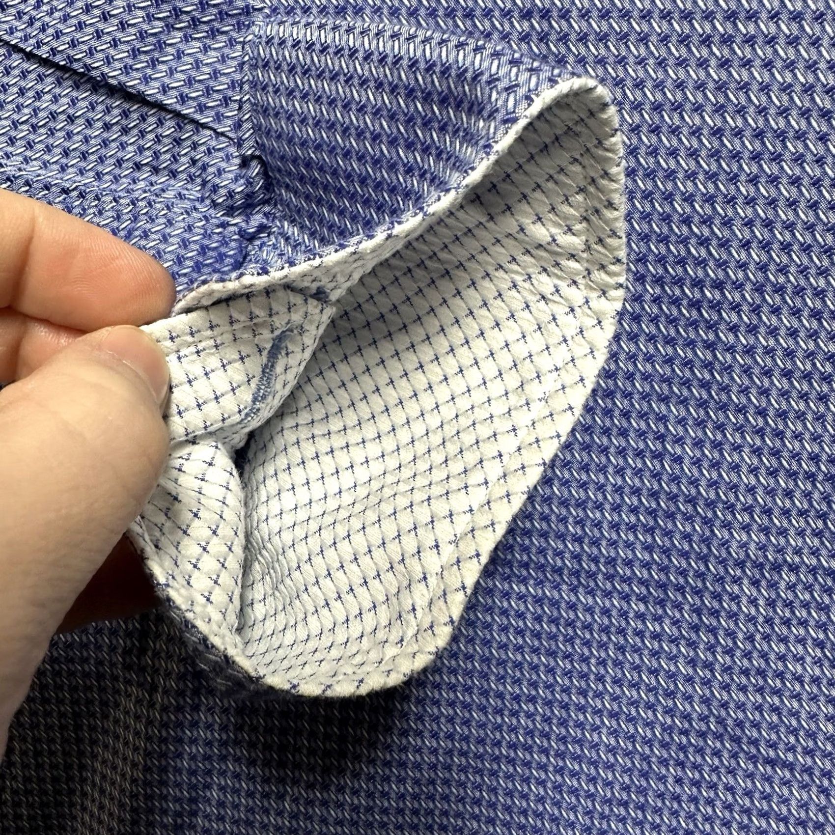 Johnston & Murphy Johnston & Murphy Shirt Geometric Button-Up Cotton Blue 2XL Mens Long Sleeve Regular Fit FSM Size US XXL / EU 58 / 5 - 6 Thumbnail