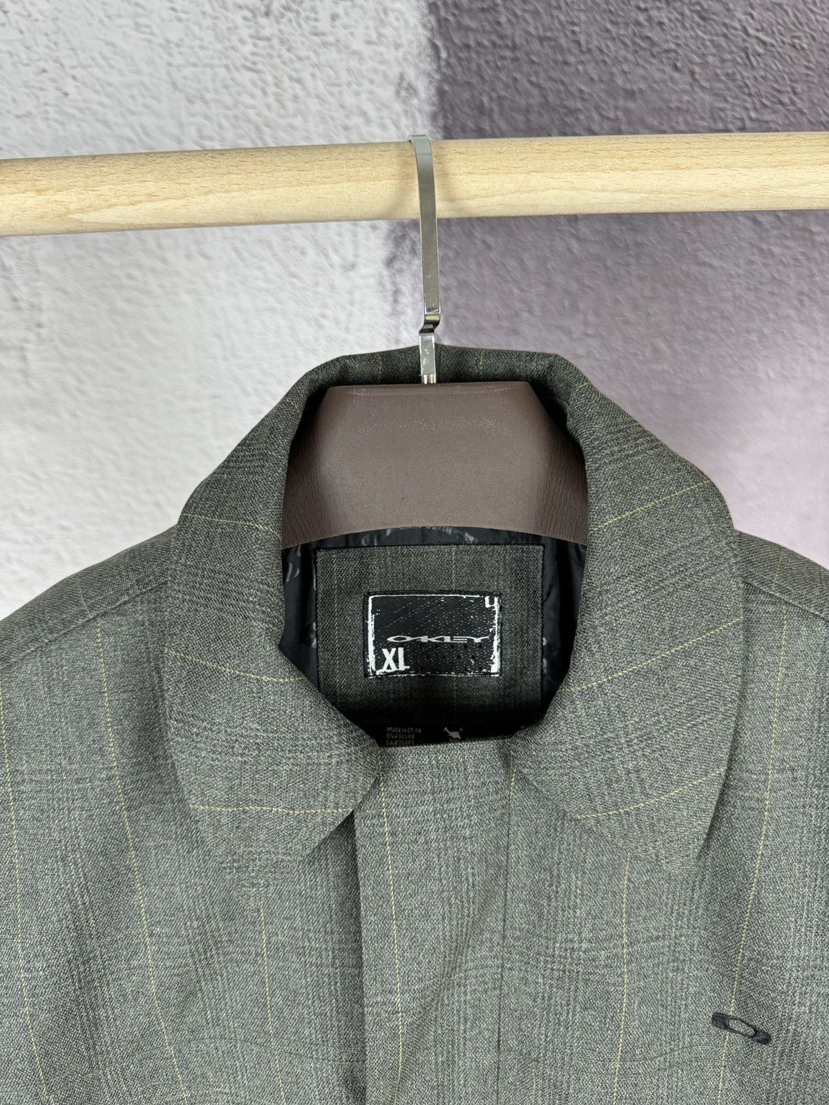 Oakley Oakley vintage FA07 grey checkered avant garde long jacket Size US XL / EU 56 / 4 - 7 Thumbnail