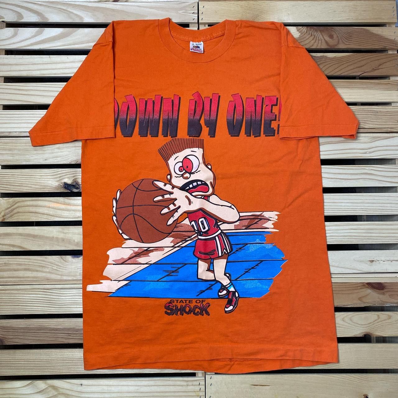 Fruit Of The Loom Vintage State of Shock Orange Basketball Tee Size Large Size US L / EU 52-54 / 3 - 1 Thumbnail