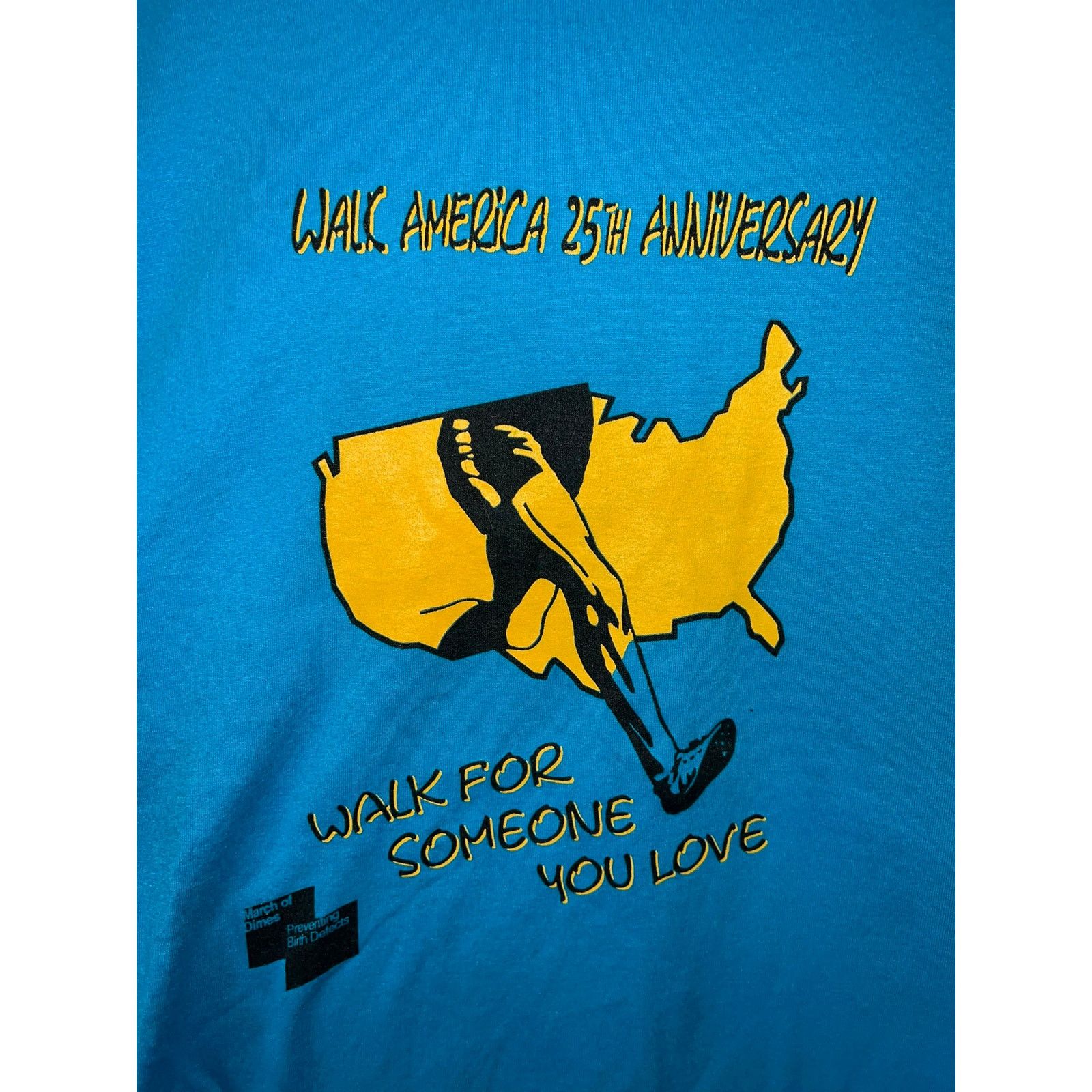 Jerzees Vintage Walk America Shirt Walk Blue Tee Graphic VTG 90s XL Size US XL / EU 56 / 4 - 2 Thumbnail
