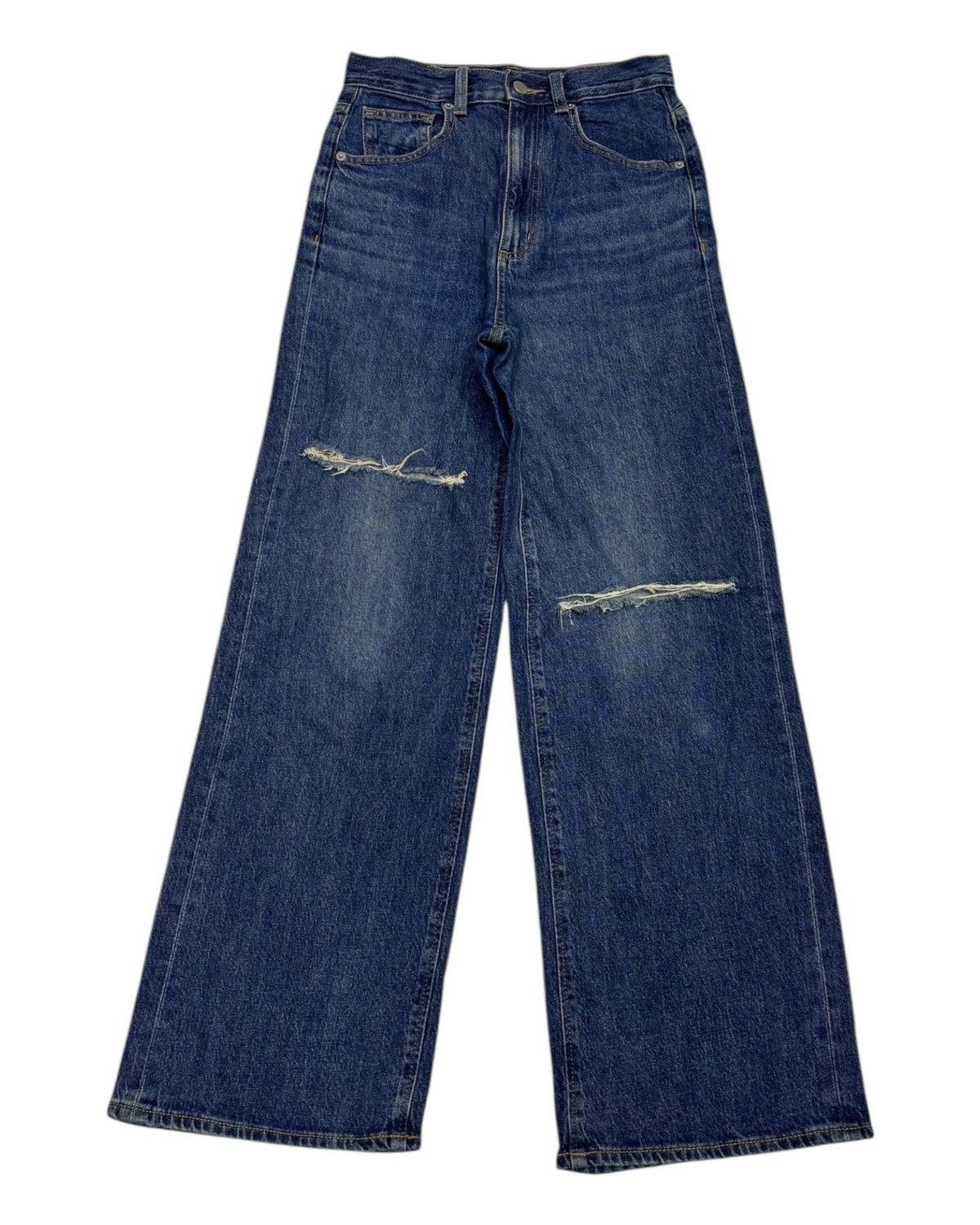 GU × Jun Takahashi 🔥GU DISTRESSED WIDE LEG BAGGY JEANS Size US 27 - 1 Thumbnail