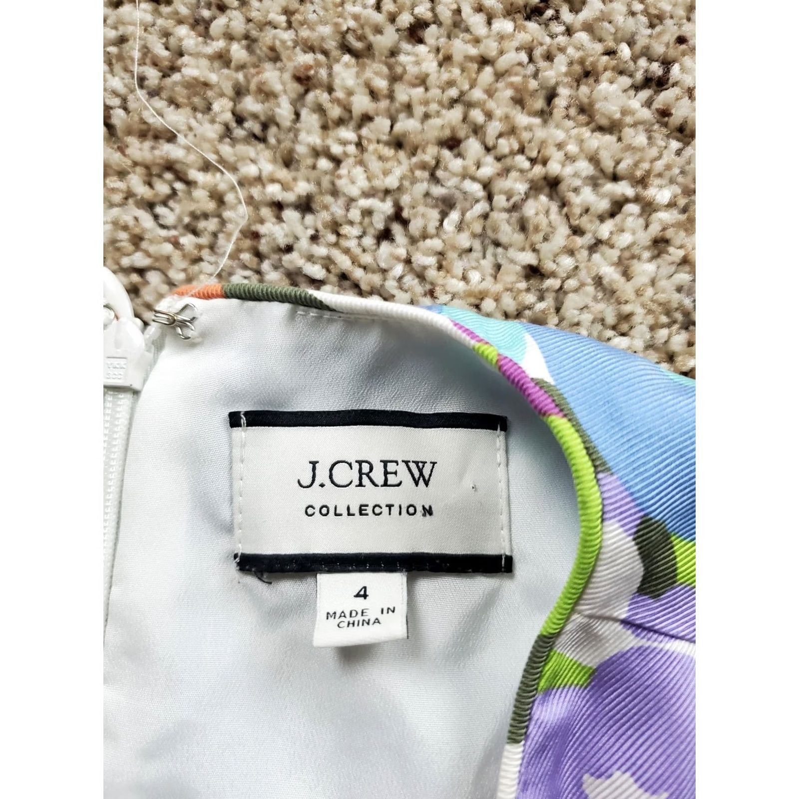 J.Crew J.Crew Collection Dress Womens 4 Multicolor Floral Silk 3/4 Sleeve Shift Dress Size S / US 4 / IT 40 - 3 Thumbnail