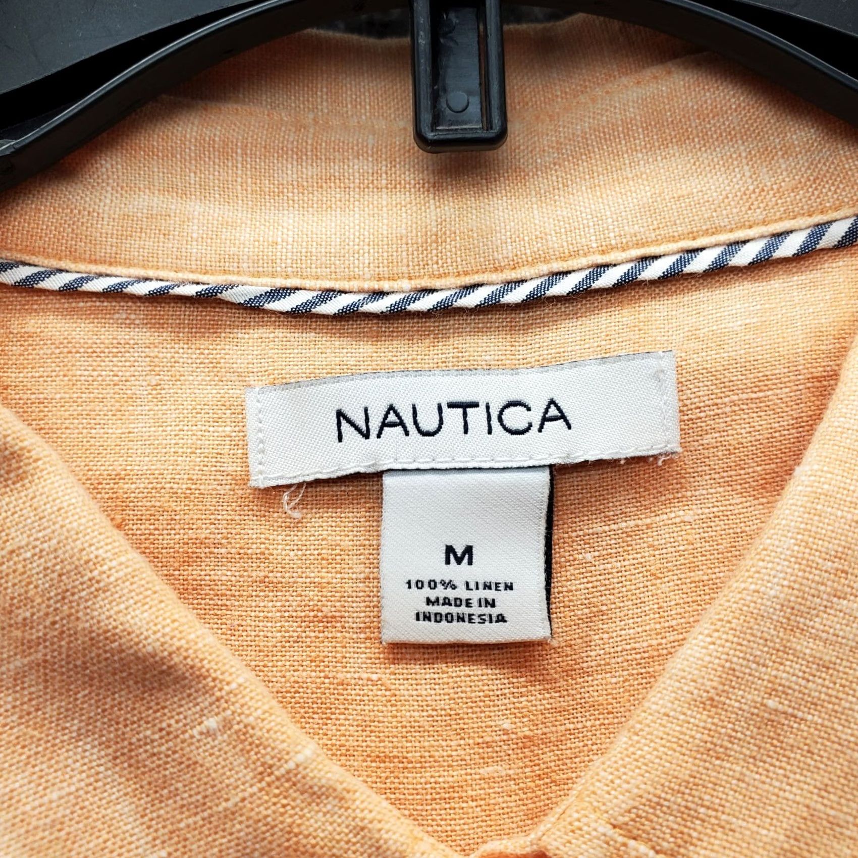 Nautica Nautica Shirt Women Size M Orange Linen Pintuck Embroidered Logo Roll Tab Sleeve Size M / US 6-8 / IT 42-44 - 5 Thumbnail