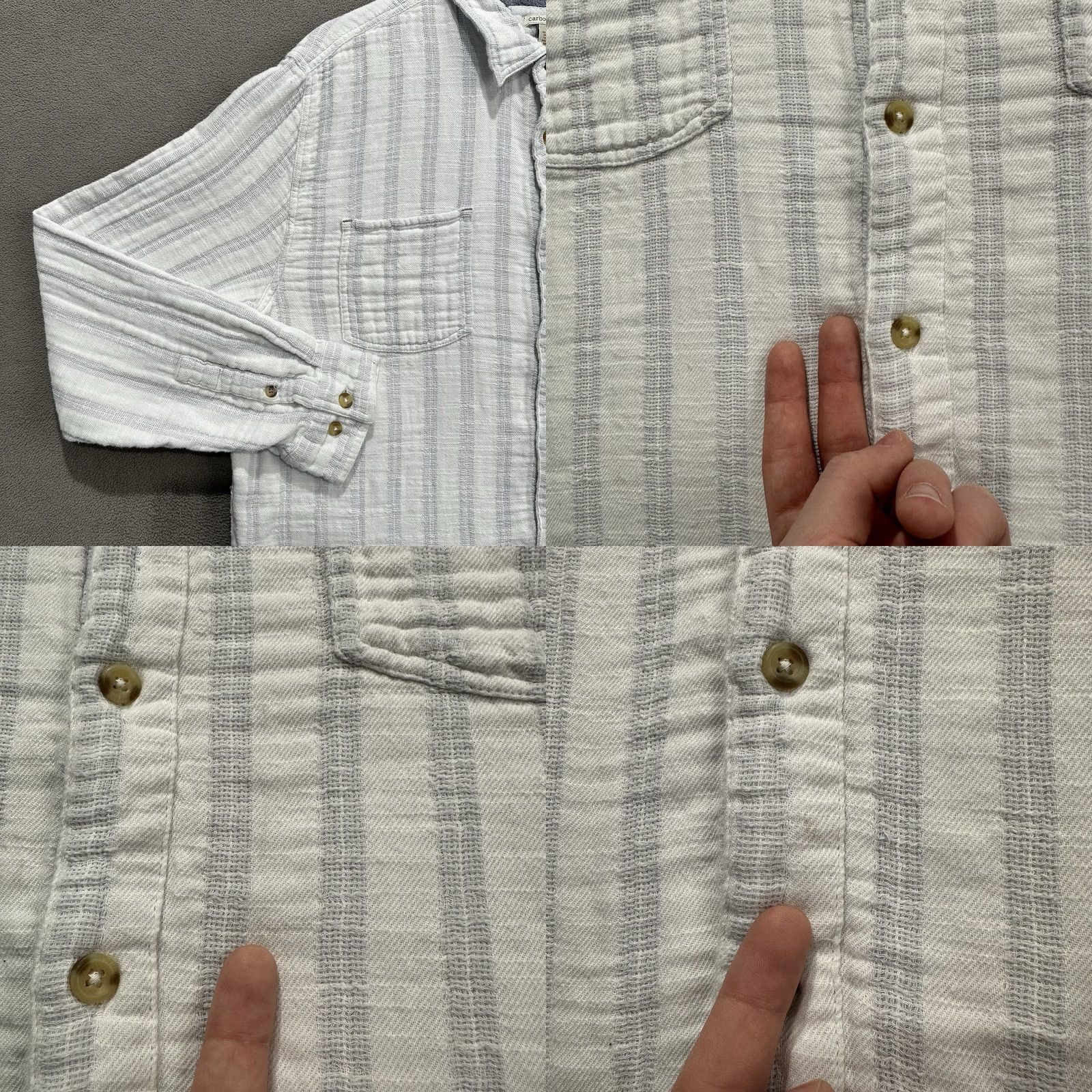 Carbon2Cobalt Carbon2Cobalt Shirt Mens L White Striped Long Sleeve Button Up GUC Size US L / EU 52-54 / 3 - 8 Thumbnail