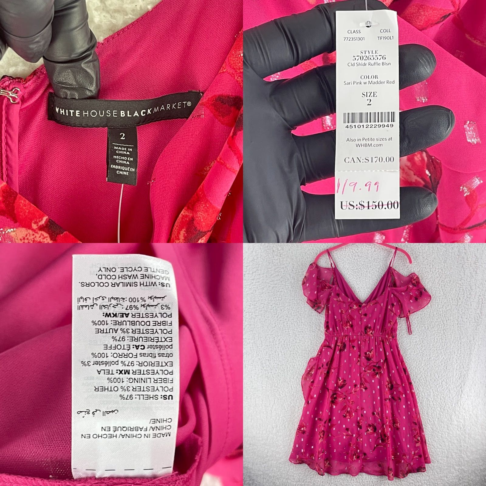 White House Black Market White House Black Market Dress Womens Size 2 Pink Cold Shoulder Ruffle Floral Size XS / US 0-2 / IT 36-38 - 8 Thumbnail