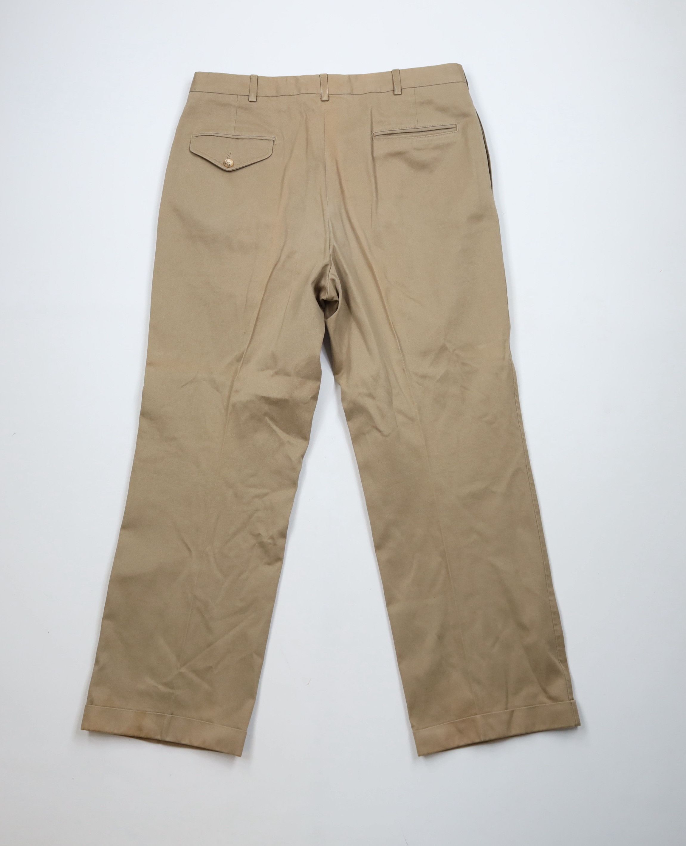 Lands' End Vintage 70s Lands End Pleated Wide Leg Chino Pants Beige USA Size US 36 / EU 52 - 12 Thumbnail