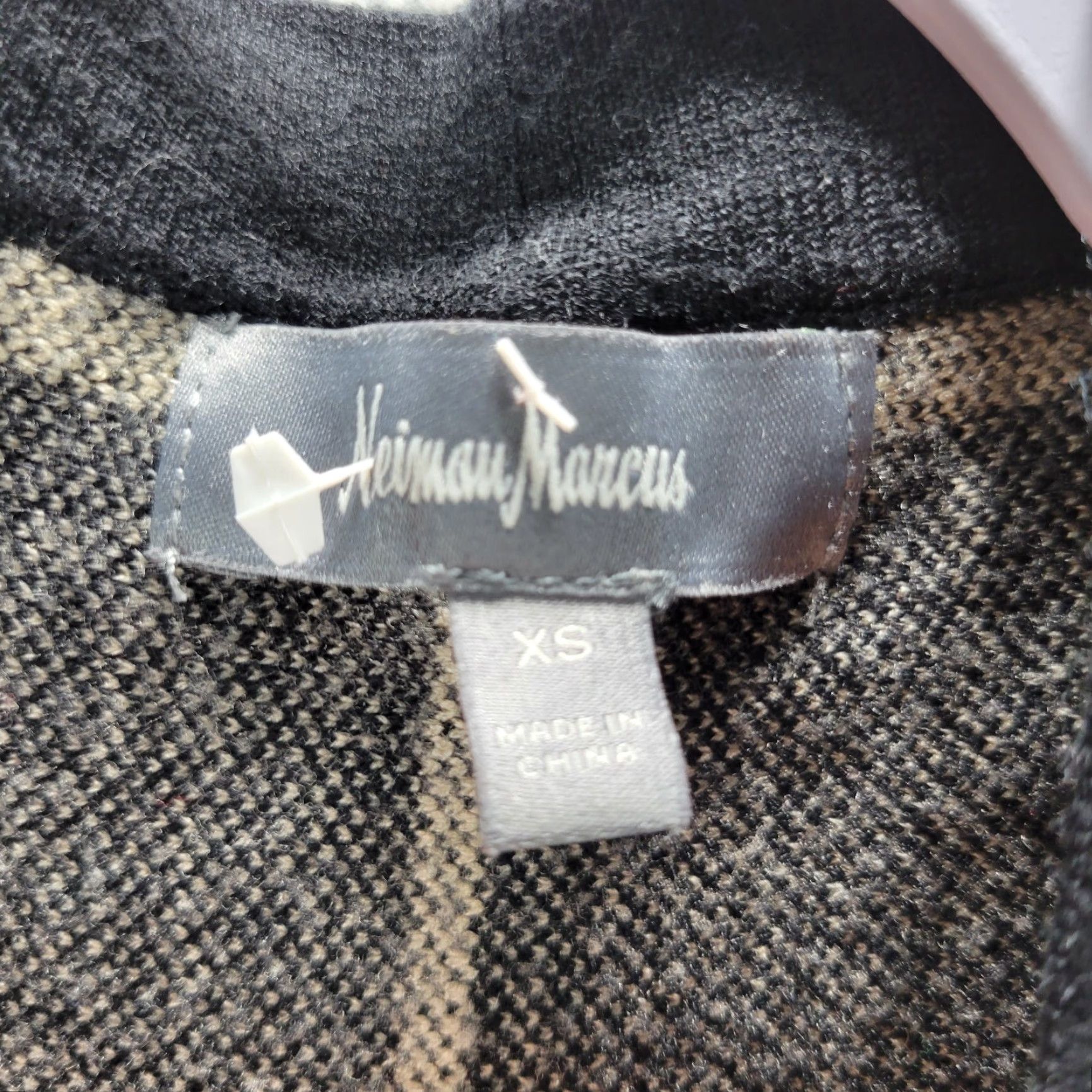 Neiman Marcus Neiman Marcus Cardigan Open Front Plaid 3/4 Sleeve XS Womens Black Beige IDK Size XS / US 0-2 / IT 36-38 - 3 Thumbnail