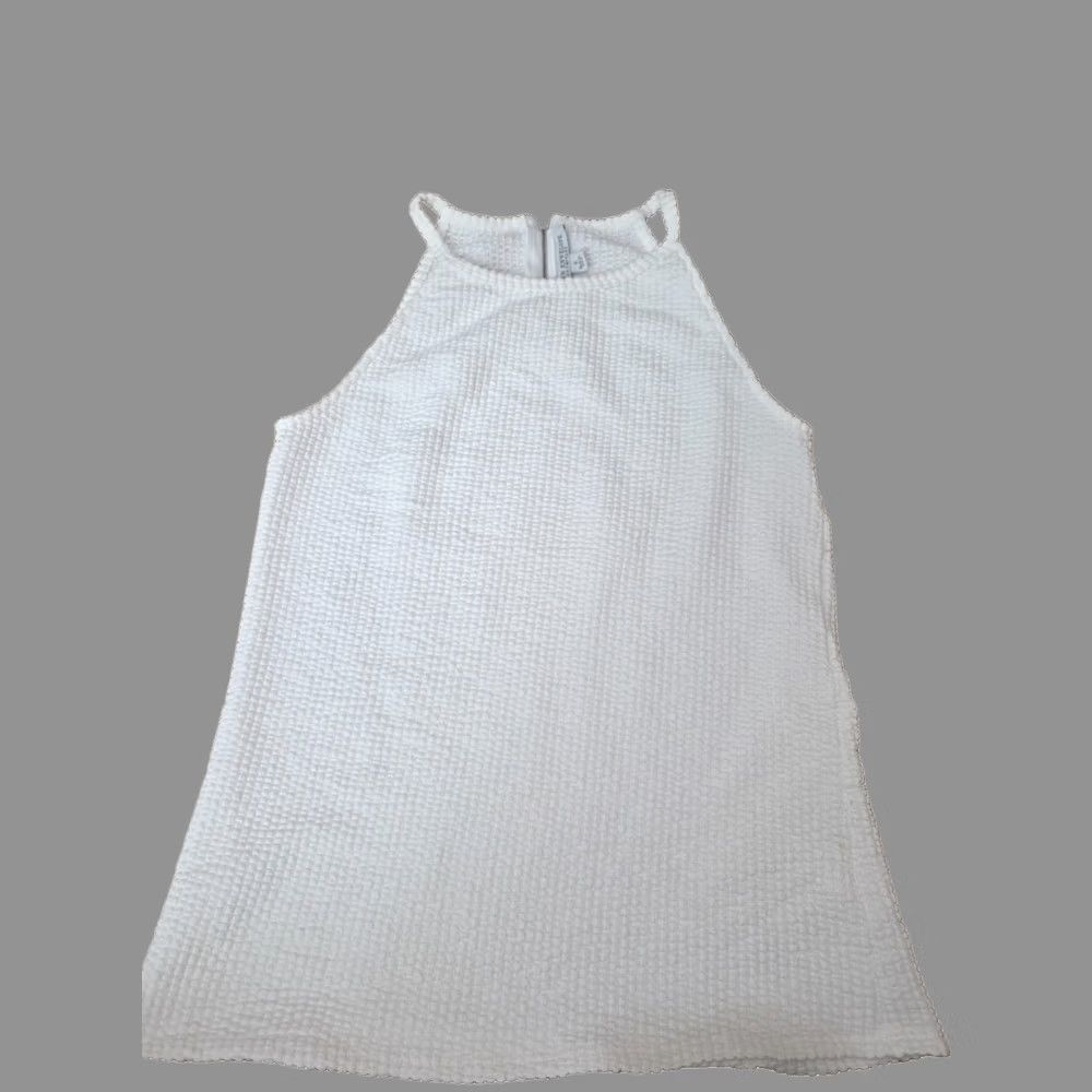 Vintage Green Envelope Shirt Womens S White Cotton Textured Waffle Knit Halter Zip Sleeveless Size S / US 4 / IT 40 - 1 Thumbnail