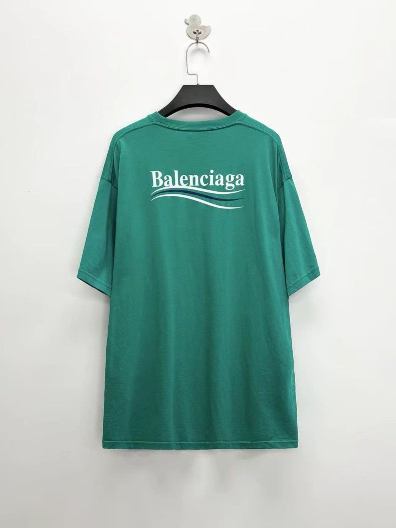 Balenciaga Balenciaga Lake green waves cola logo short sleeves Size US L / EU 52-54 / 3 - 2 Thumbnail