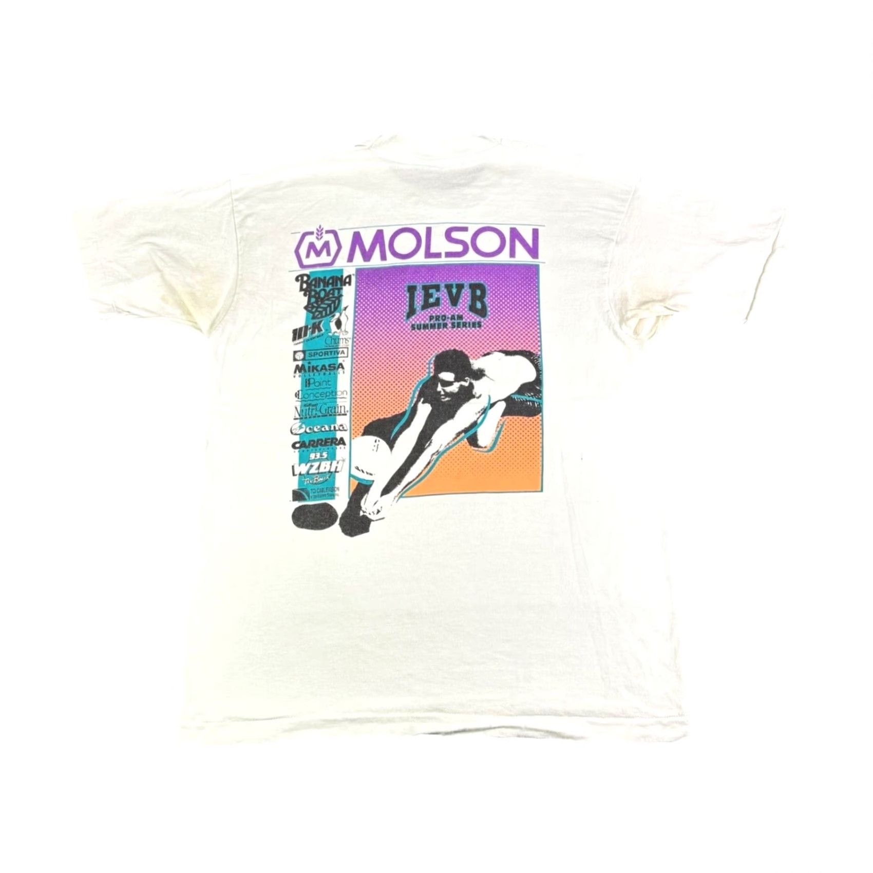 Fruit Of The Loom VINTAGE Molson JEVB Pro Am Summer Series T Shirt White Mens Large Graphic Tee Size US L / EU 52-54 / 3 - 2 Thumbnail